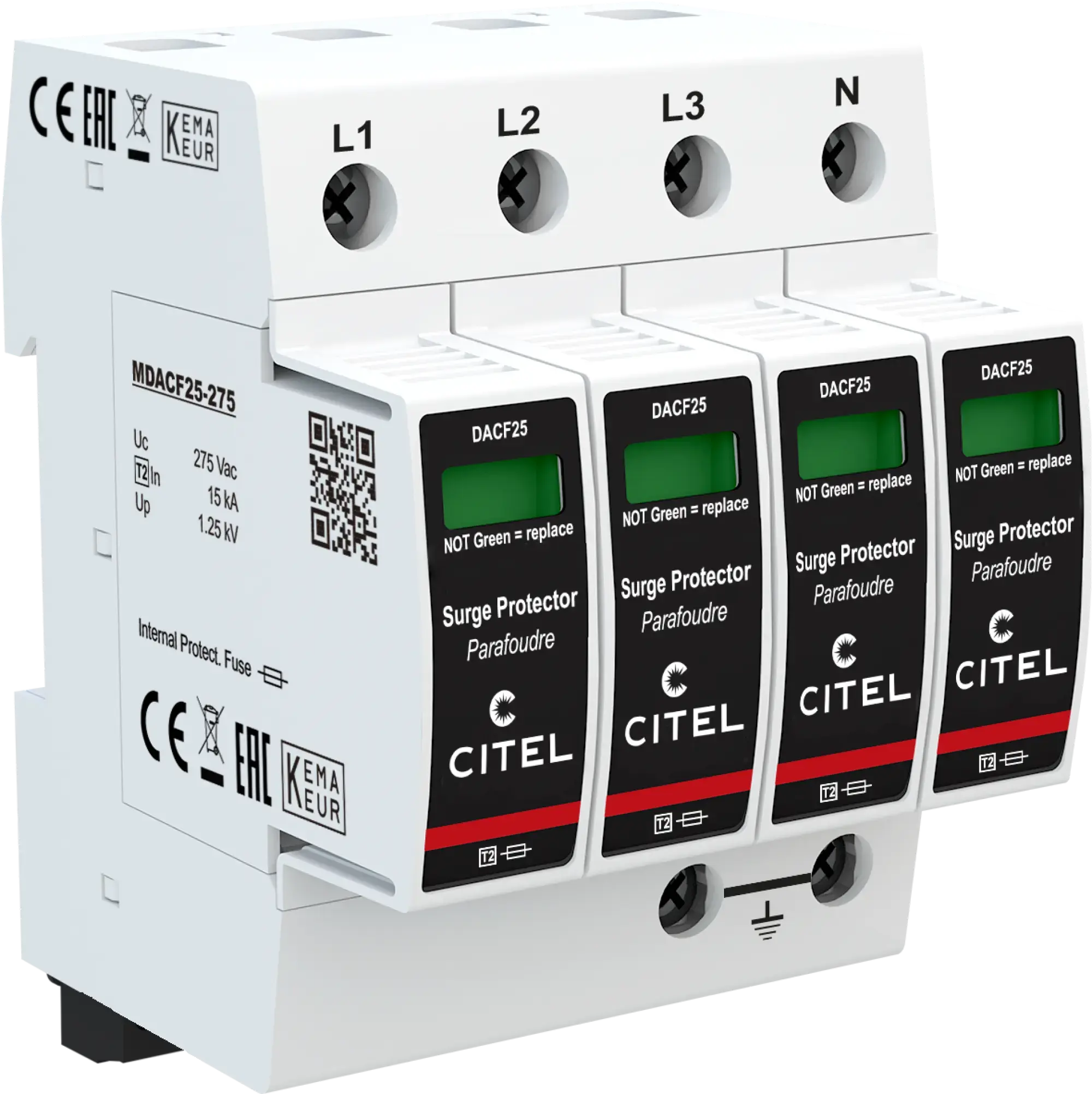 Citel 821410224 Überspannungsschutz 4-polig Typ 2 für 230/400 V Netze, mit integrierter Sicherung (img_001) Citel 821410224 Überspannungsschutz 4-polig Typ 2 für 230/400 V Netze, mit integrierter Sicherung (img_001)