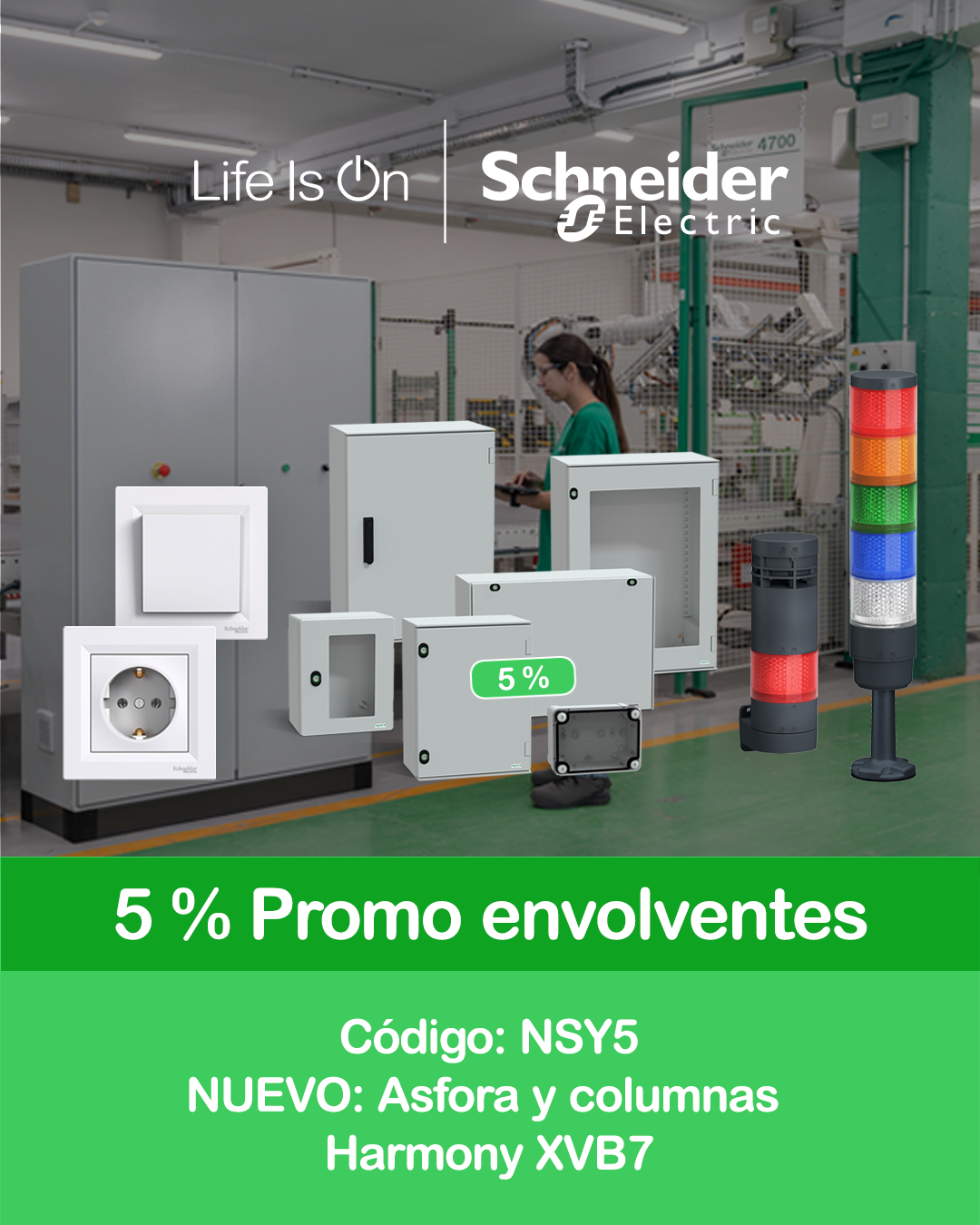 5% de descuento en armarios Schneider Electric — código NSY5