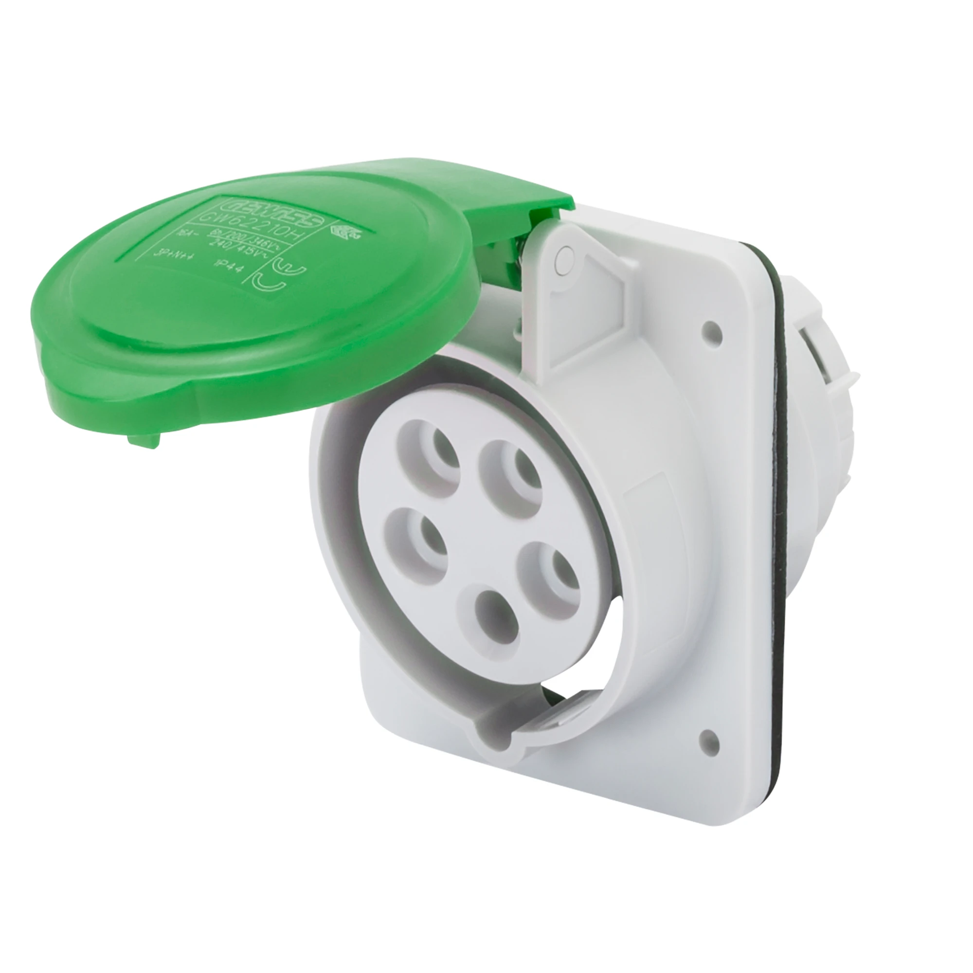 GEWISS GW62822H 10° ANGLED FLUSH-MOUNTING SOCKET-OUTLET HP - IP44/IP54 - 3P+E 32A >50V 100-300HZ - GREEN - 10H - SCREW WIRING (img_001) GEWISS GW62822H 10° ANGLED FLUSH-MOUNTING SOCKET-OUTLET HP - IP44/IP54 - 3P+E 32A >50V 100-300HZ - GREEN - 10H - SCREW WIRING (img_001)