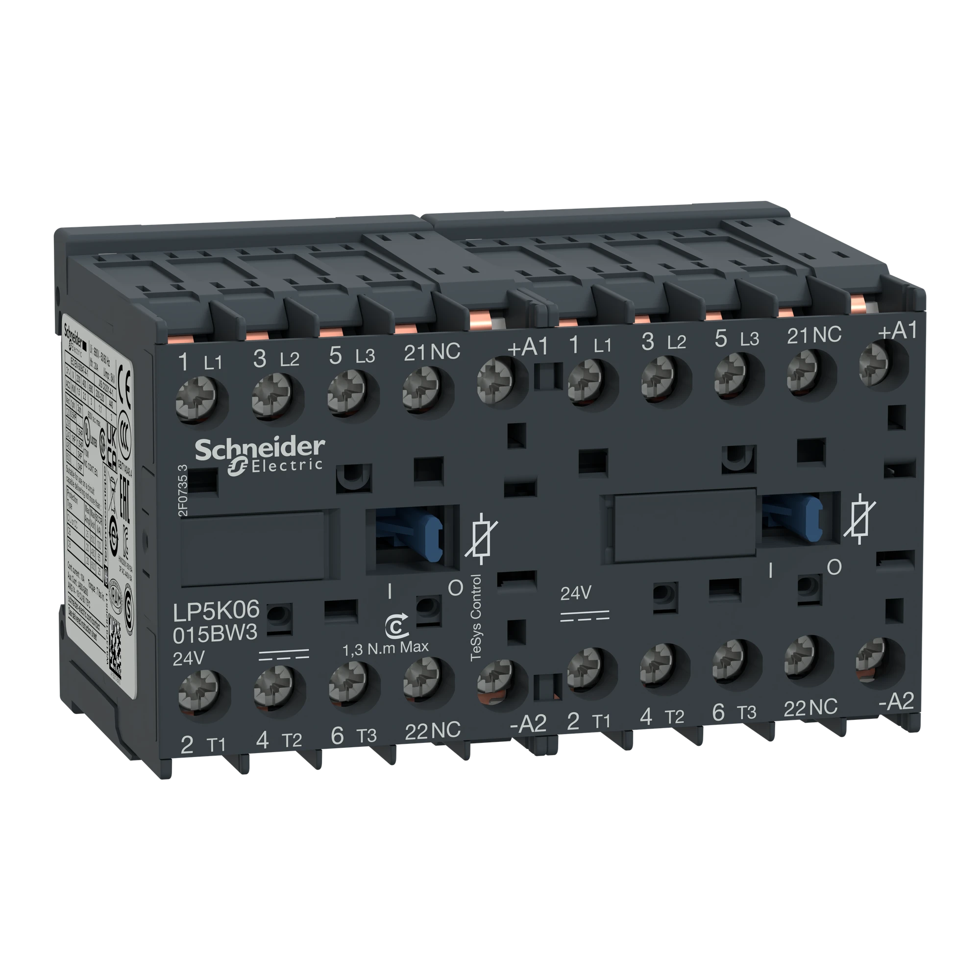 Schneider Electric LP5K06015BW3 Reversing contactor combination, 3p, 6A, coil 24V DC (img_001)