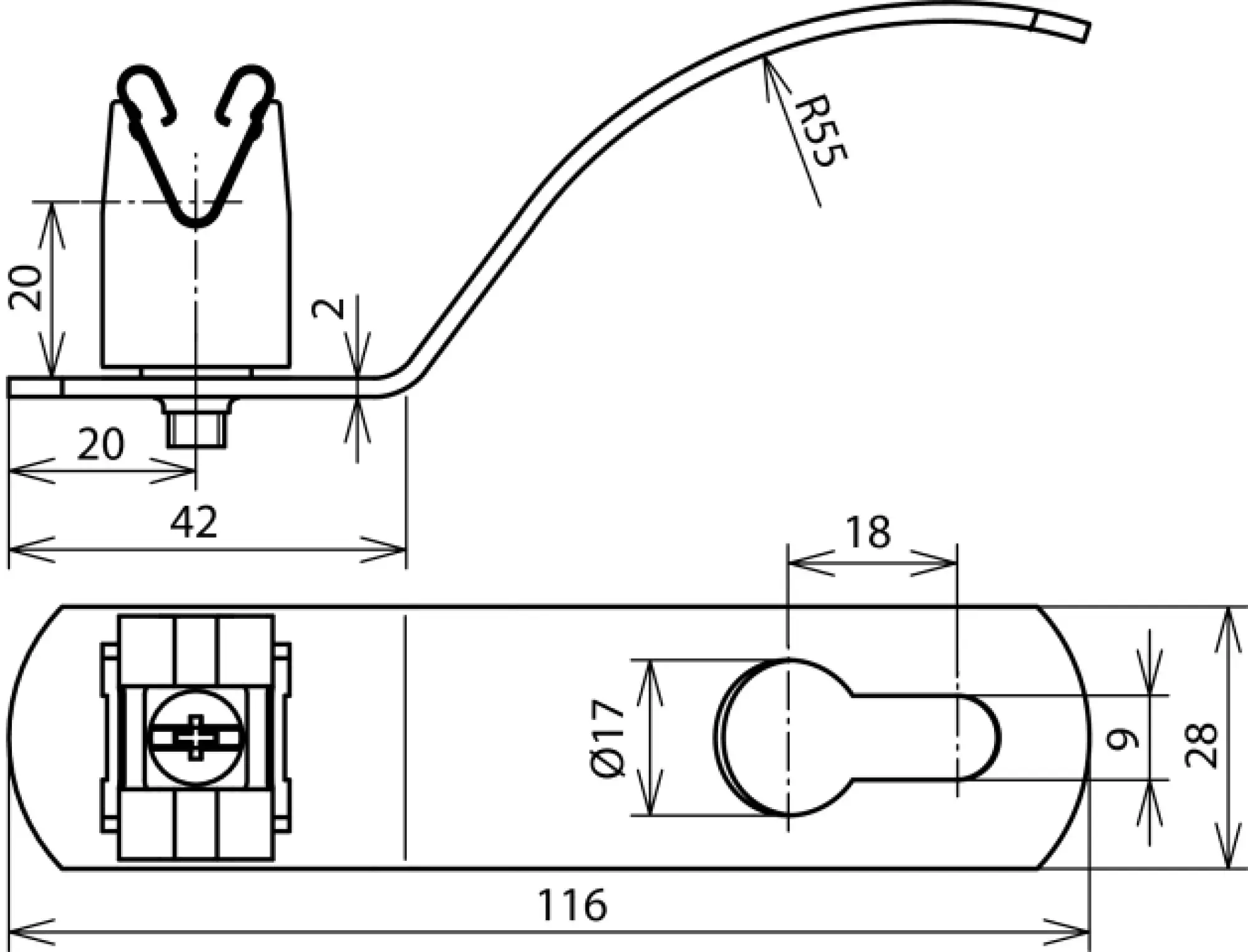 Dehn 206105 Roof cond. holder f. corrug. sheet roof. profile 5 w. DEHNgrip Rd 8mm St/tZn (img_002) Dehn 206105 Roof cond. holder f. corrug. sheet roof. profile 5 w. DEHNgrip Rd 8mm St/tZn (img_002)