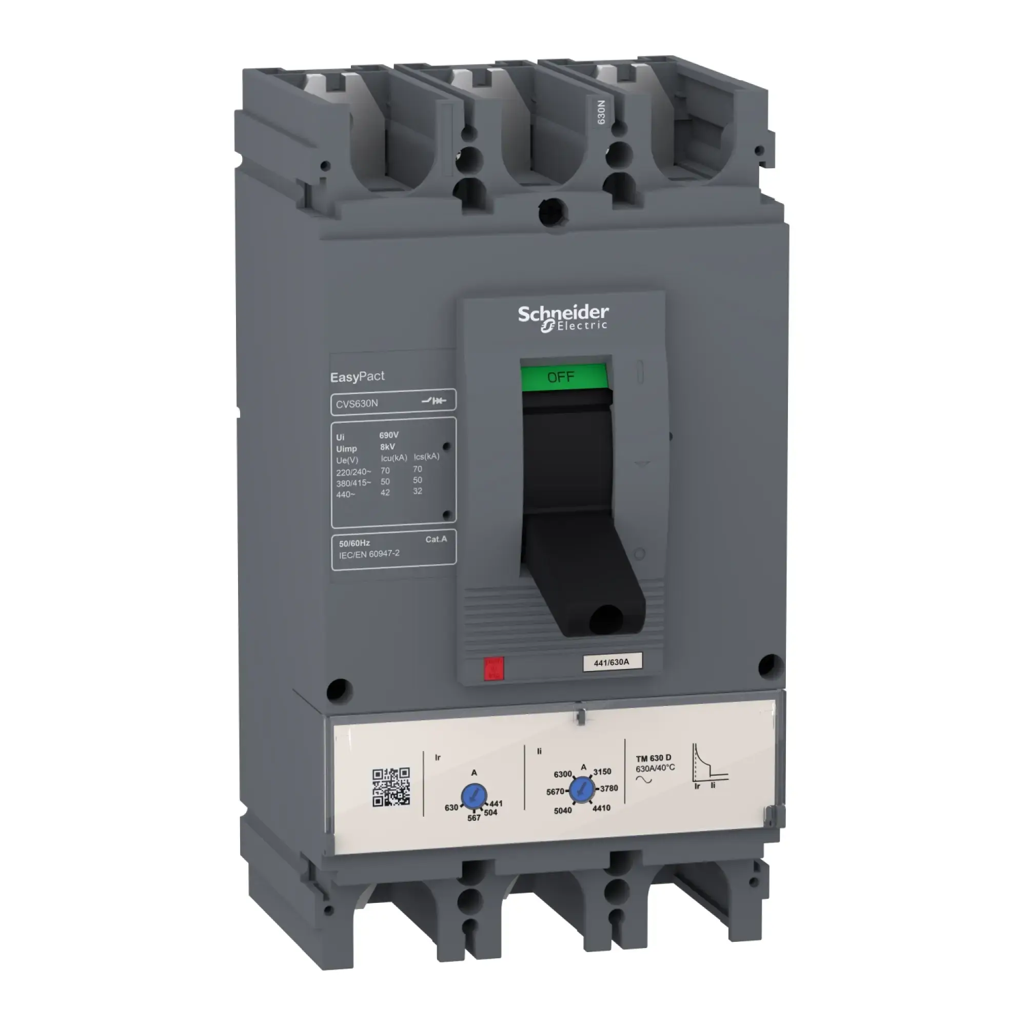 Schneider Electric LV563315 EasyPact CVS630N Leistungsschalter, 50 kA bei 415 VAC, 3P 3d, TM-D 500 A Auslöser (img_002)