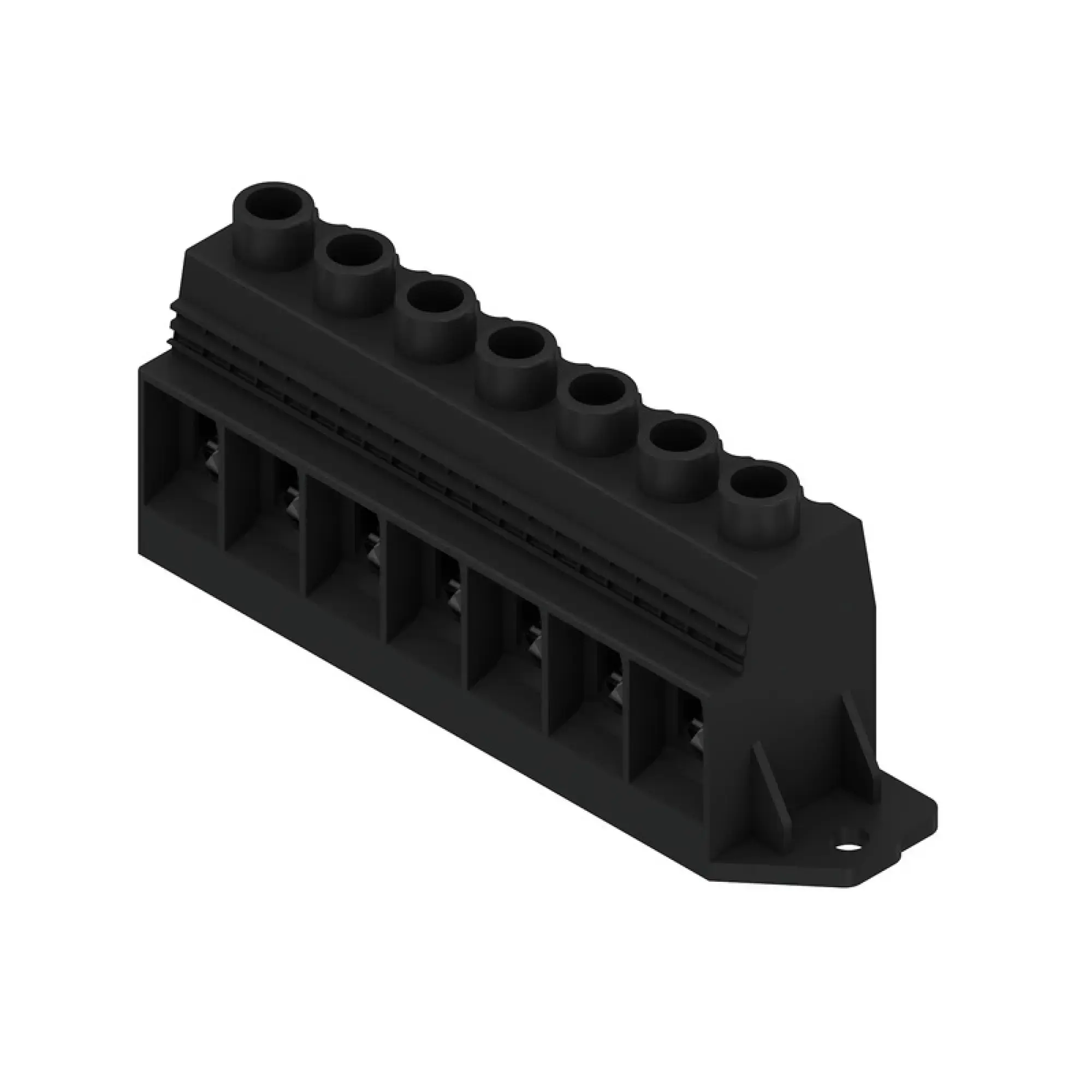 Weidmüller 1386670000 PCB terminal, 1000 V, 150 A, Pitch in mm: 15.00, 50 mm², Number of poles: 7, Clamping yoke connection, THT solder connection, 90°, Box (img_001)