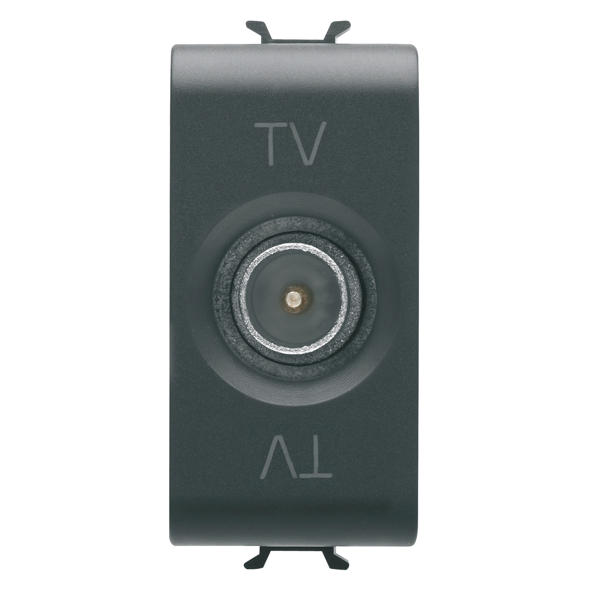 GEWISS GW12363 COAXIAL TV SOCKET-OUTLET, CLASS A SHIELDING - IEC MALE CONNECTOR 9,5mm - FEEDTHROUGH 10 dB - 1 MODULE - SATIN BLACK - CHORUSMART (img_001)