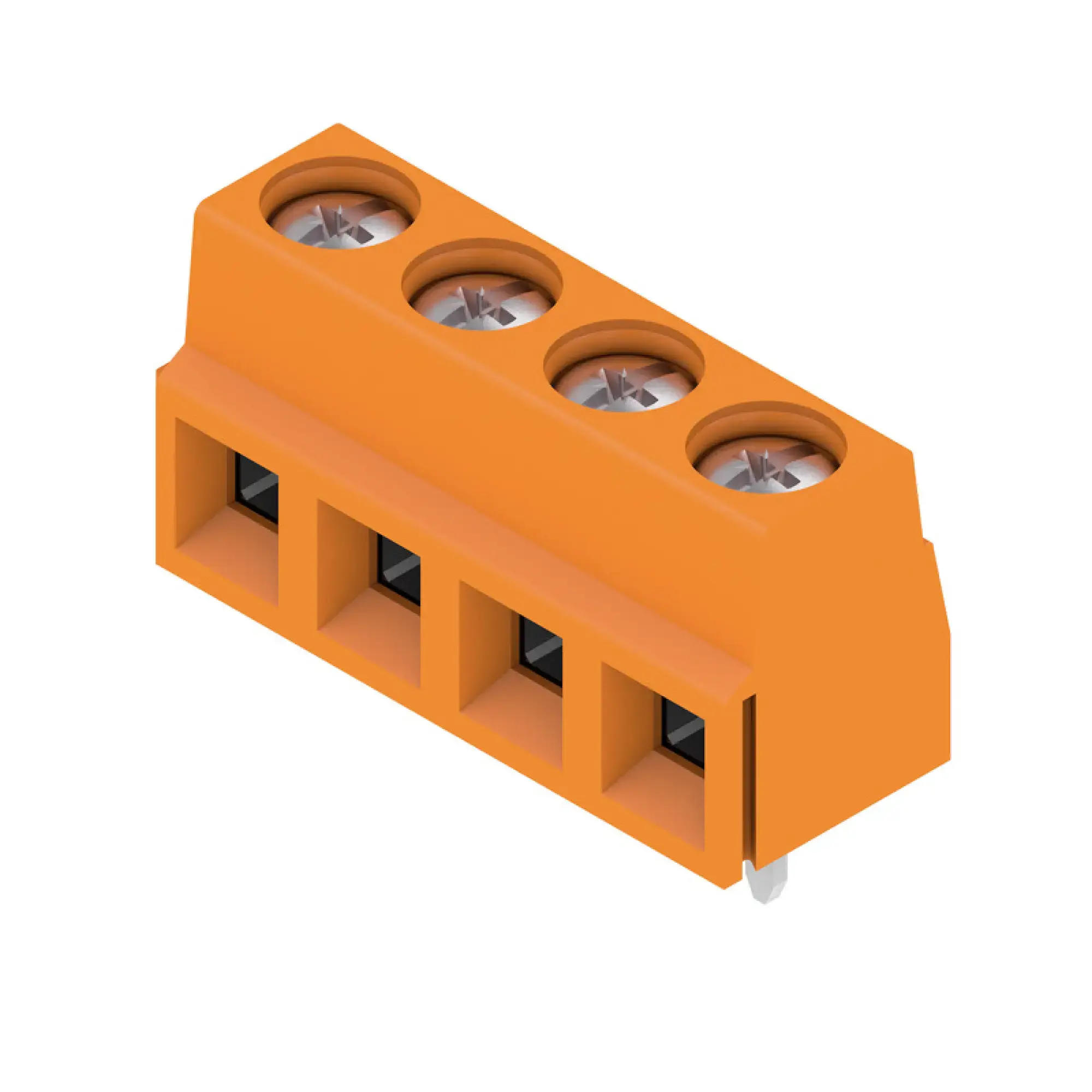Weidmüller 1912540000 PCB terminal, 320 V, 17.5 A, Pitch in mm: 5.08, 1.5 mm², Number of poles: 4, Clamping yoke connection, THT solder connection, 90°, Box (img_001)