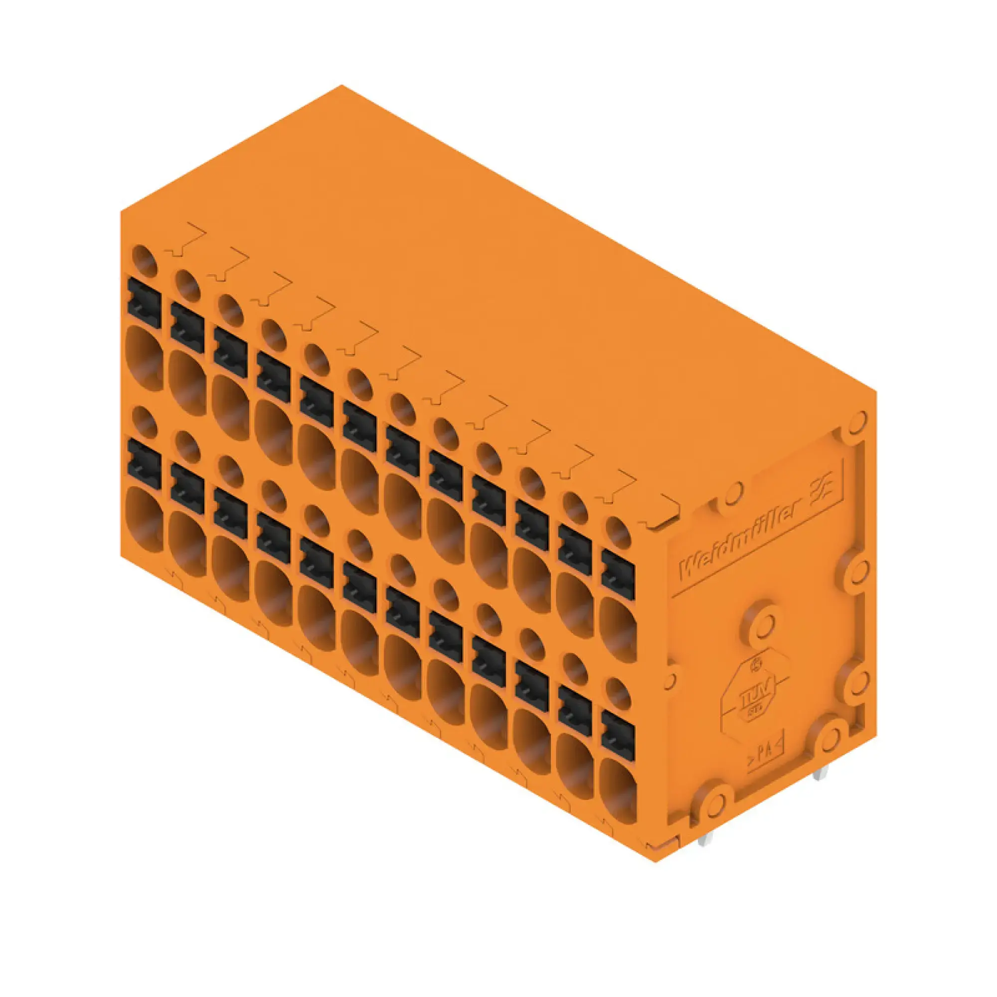 Weidmüller 2001040000 PCB terminal, 200 V, 17.5 A, Pitch in mm: 3.50, 1.5 mm², Number of poles: 24, PUSH IN with actuator, THT solder connection, 90°, Box (img_001)