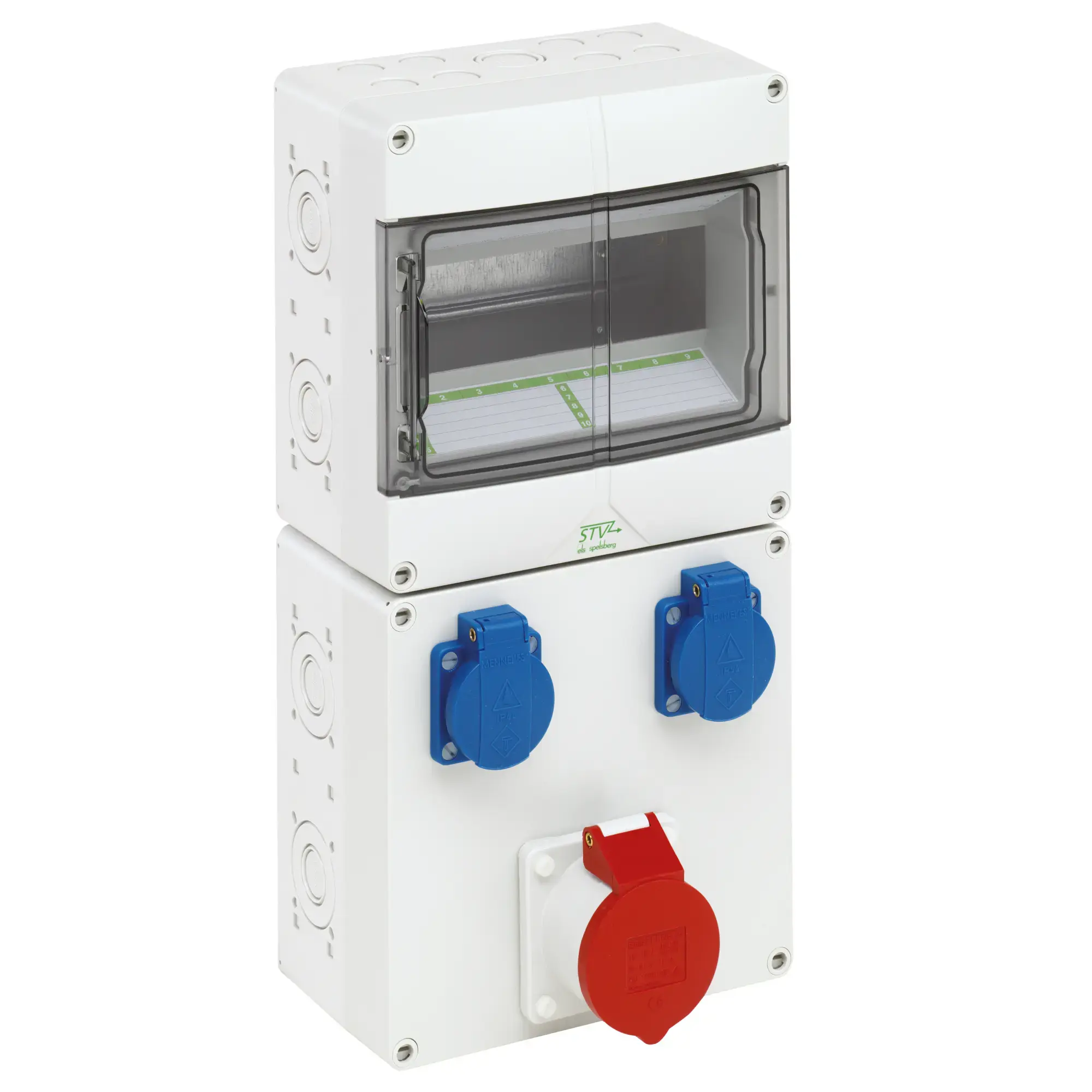 Spelsberg 72931201 Socket outlet combination, Type of protection IP44, 9 TE, Impact strength IK08, Protection class II, Rated insulation voltage 400V AC, Halogen free (img_001)