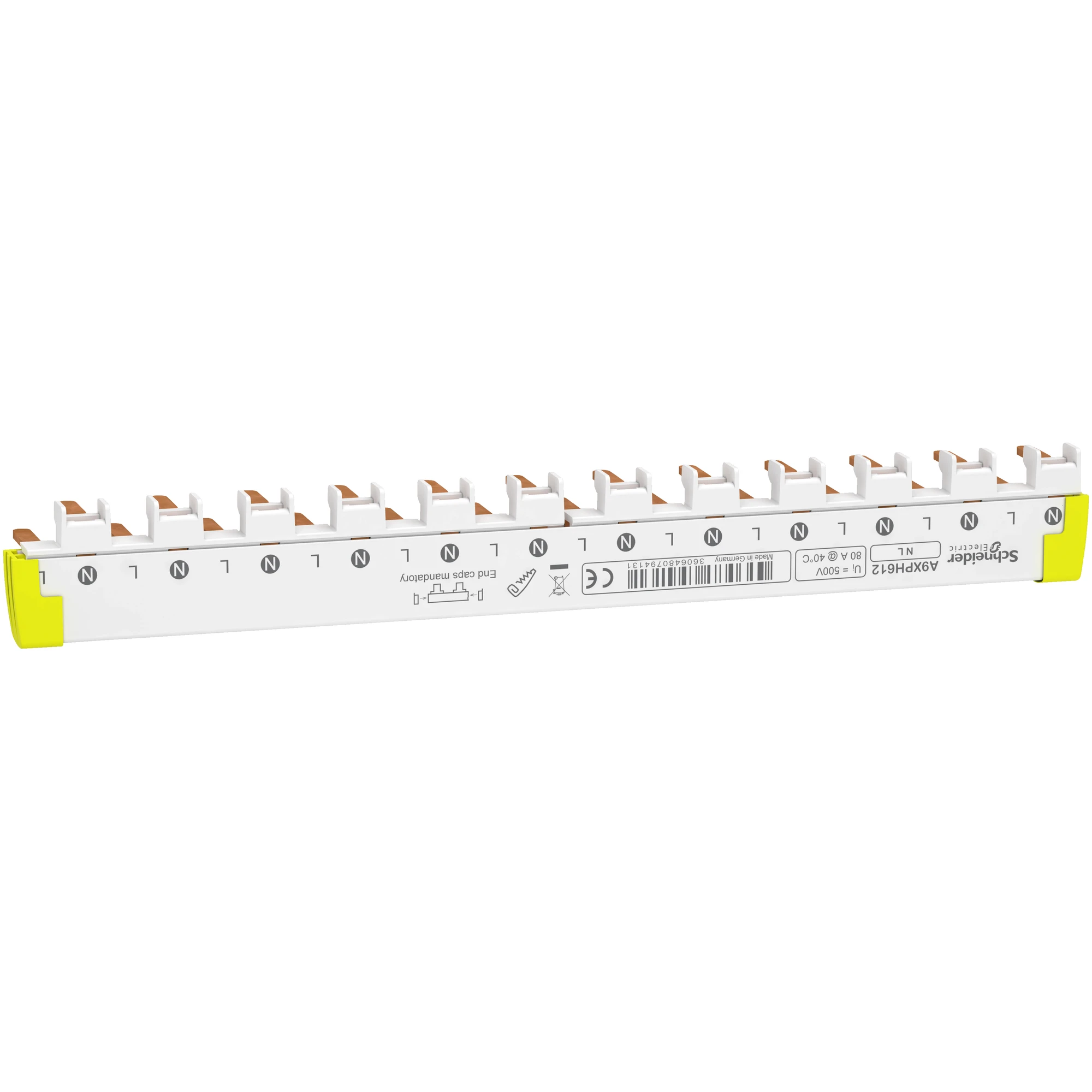 Schneider Electric A9XPH612 Phase busbar for RCCB/MCB, cuttable, 1P+N, 12 modules for 6 RCCB/MCB, 80A (img_001) Schneider Electric A9XPH612 Phase busbar for RCCB/MCB, cuttable, 1P+N, 12 modules for 6 RCCB/MCB, 80A (img_001)