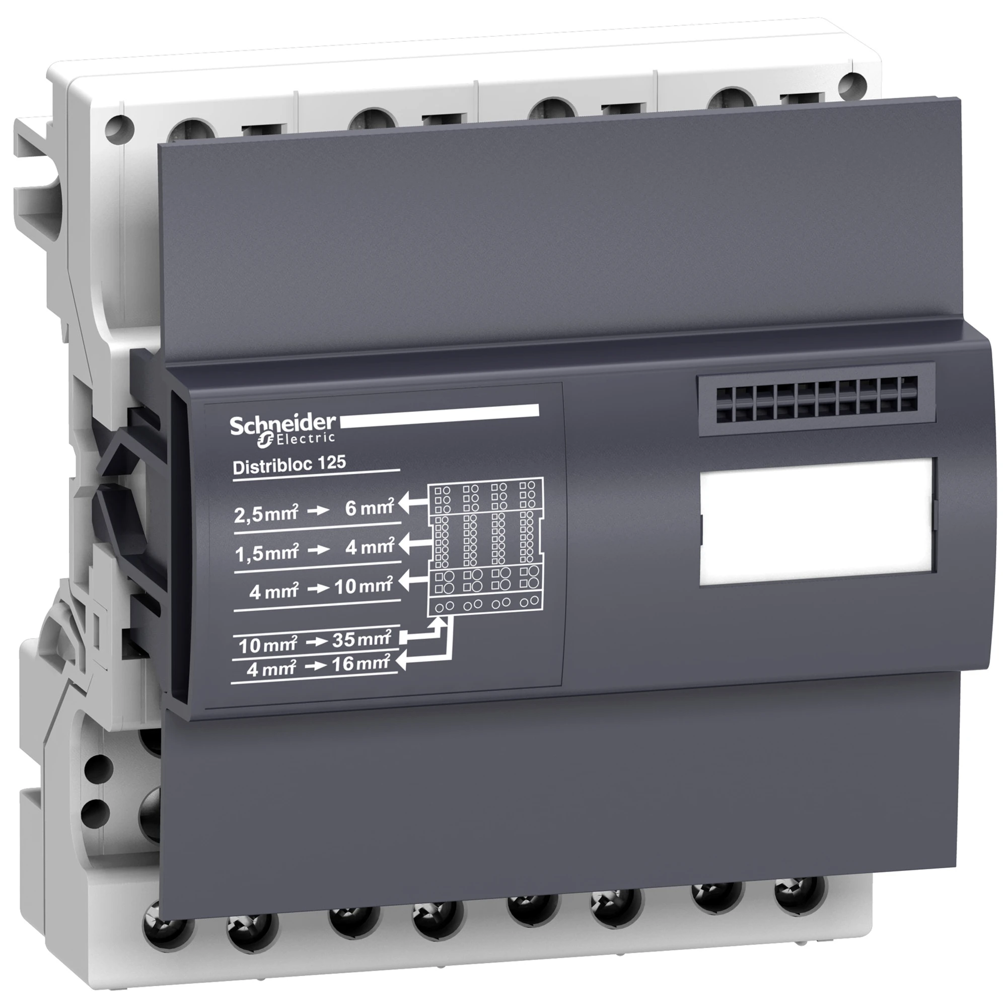 Schneider Electric LVS04045 PrismaSet-P, Linergy DX, Distribution Block, 4-pole, 125A, Width=6 Modular Units (img_001)