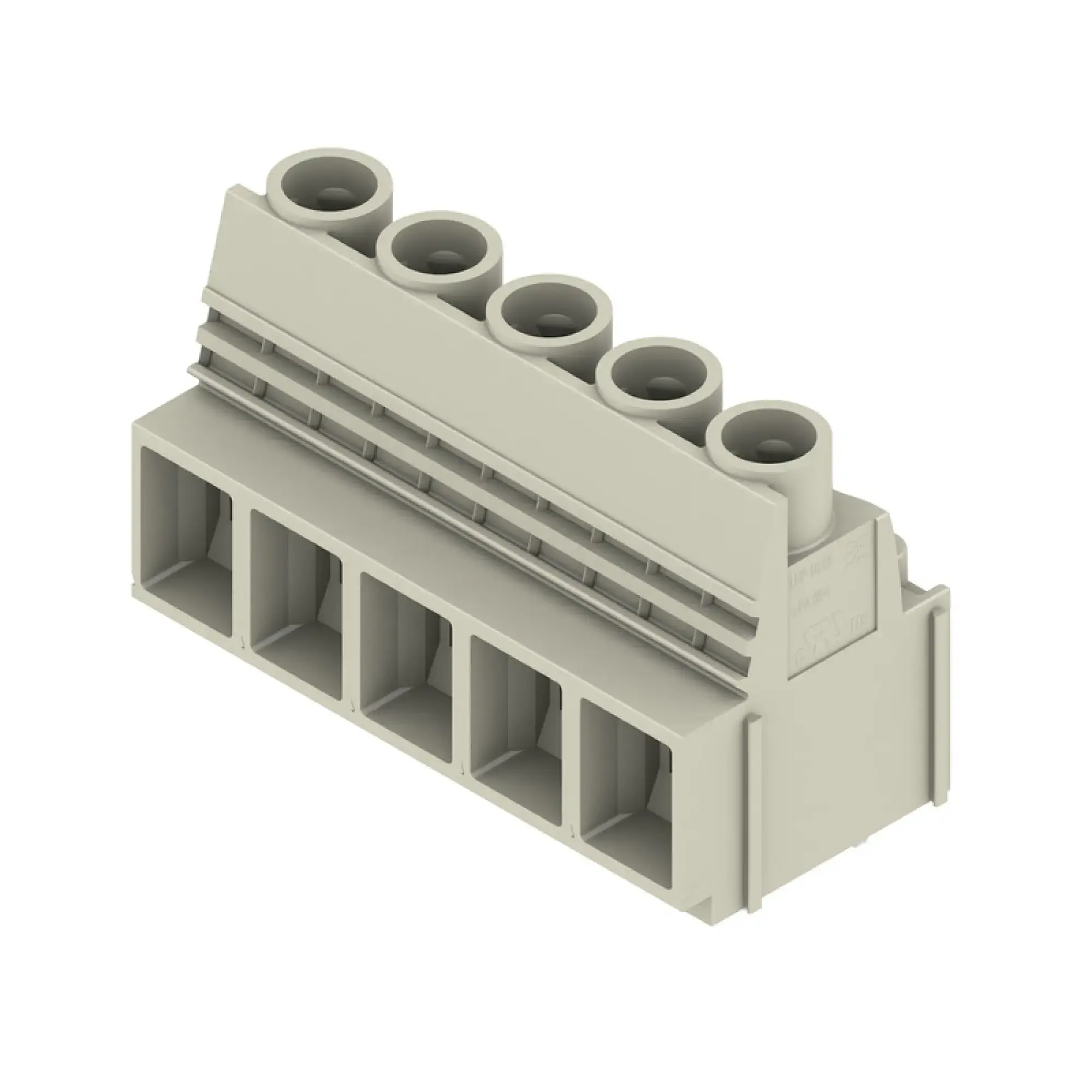 Weidmüller 2014330000 PCB terminal, 1000 V, 76 A, Pitch in mm: 10.16, 16 mm², Number of poles: 5, Clamping yoke connection, THT solder connection, 90°, Box (img_001)