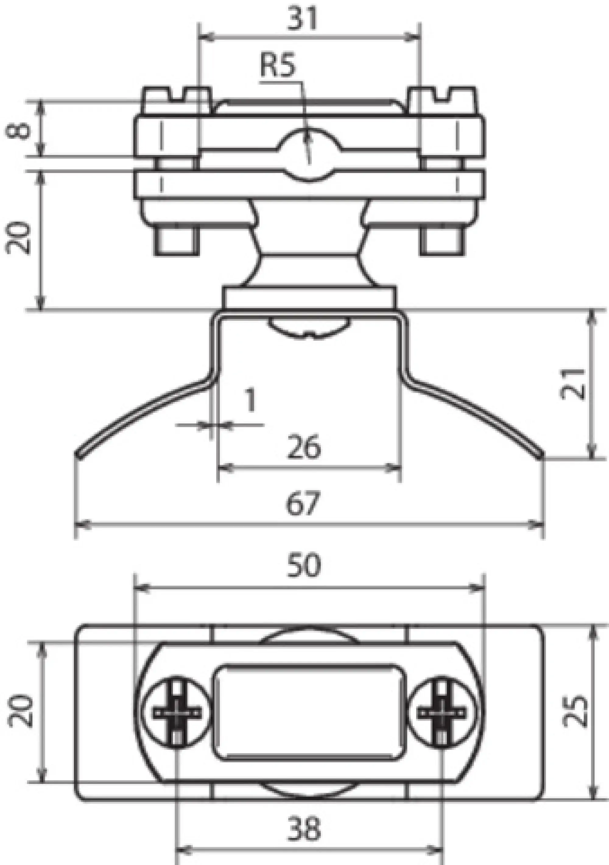 Dehn 275730 Cond. holder PA Fl 30mm Rd 6-11mm fixing part StSt f. tens. strap 14x0.3mm (img_002)