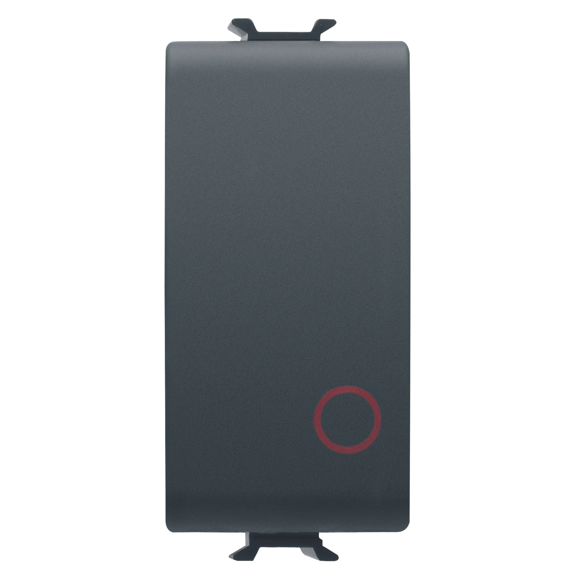 GEWISS GW12137 PUSH-BUTTON 1P 250V ac - NC 16A - NEUTRAL BUTTON - SYMBOL 0 RED - 1 MODULE - SATIN BLACK – CHORUSMART (img_001)