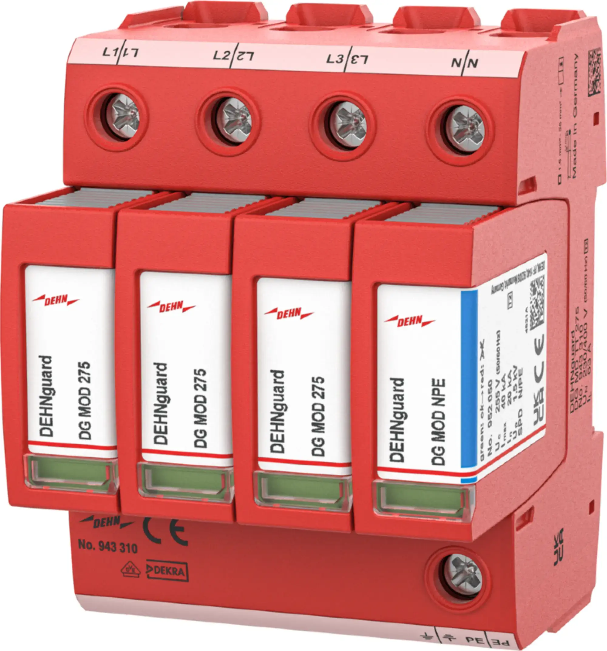 Dehn 943310 Ueberspannungsableiter Typ 2 DEHNguard MD 4-polig fuer TT- und TN-S-Systeme (img_001)