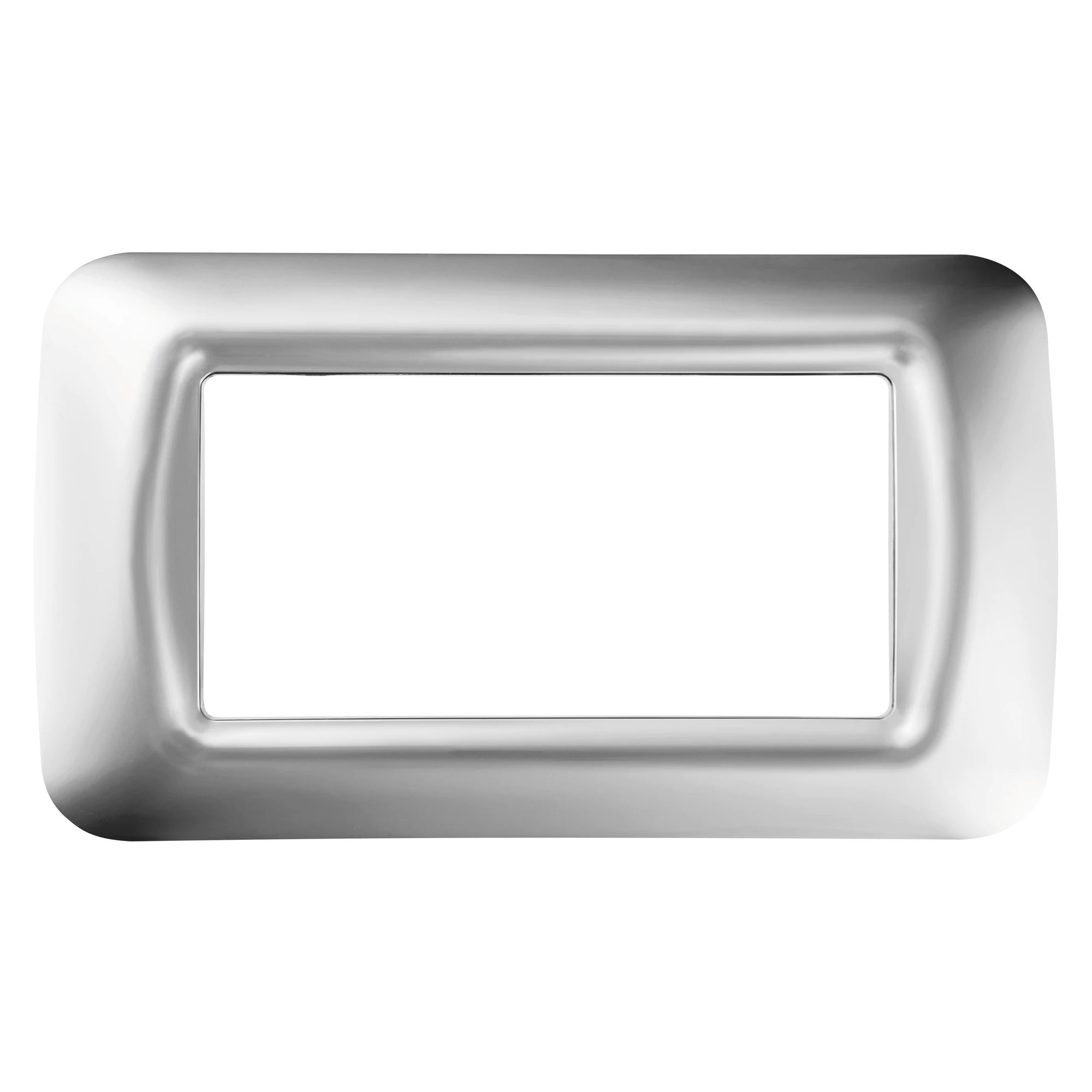 GEWISS GW22654 TOP SYSTEM PLATE - IN TECHNOPOLYMER GLOSS FINISH - 4 GANG - SOFT CHROME - SYSTEM (img_001)