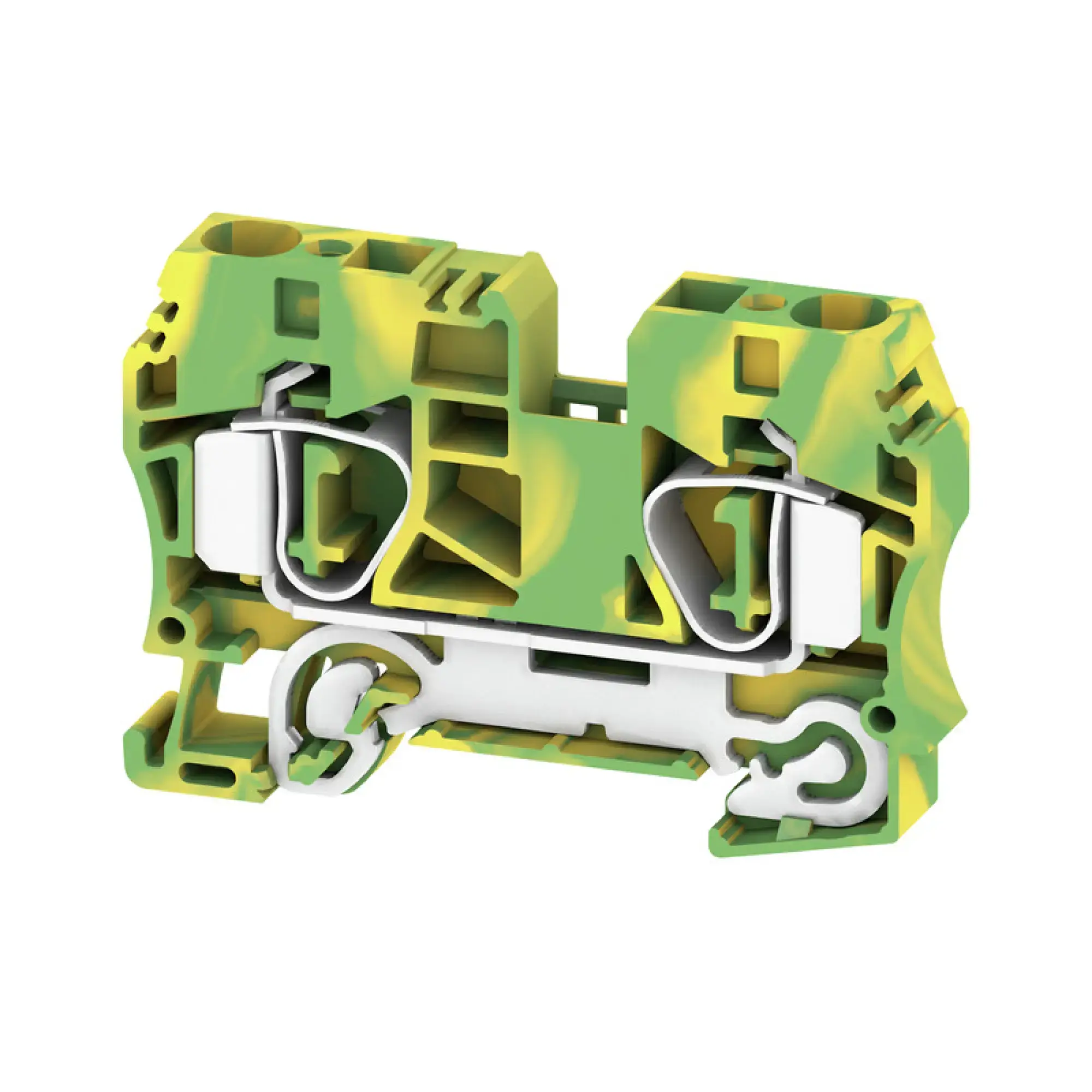 Weidmüller 1746770000 PE terminal, Tension-clamp connection, Green/yellow, 10 mm², 800 V, Number of connections: 2, Number of levels: 1, TS 35, V-0, Wemid (img_001)