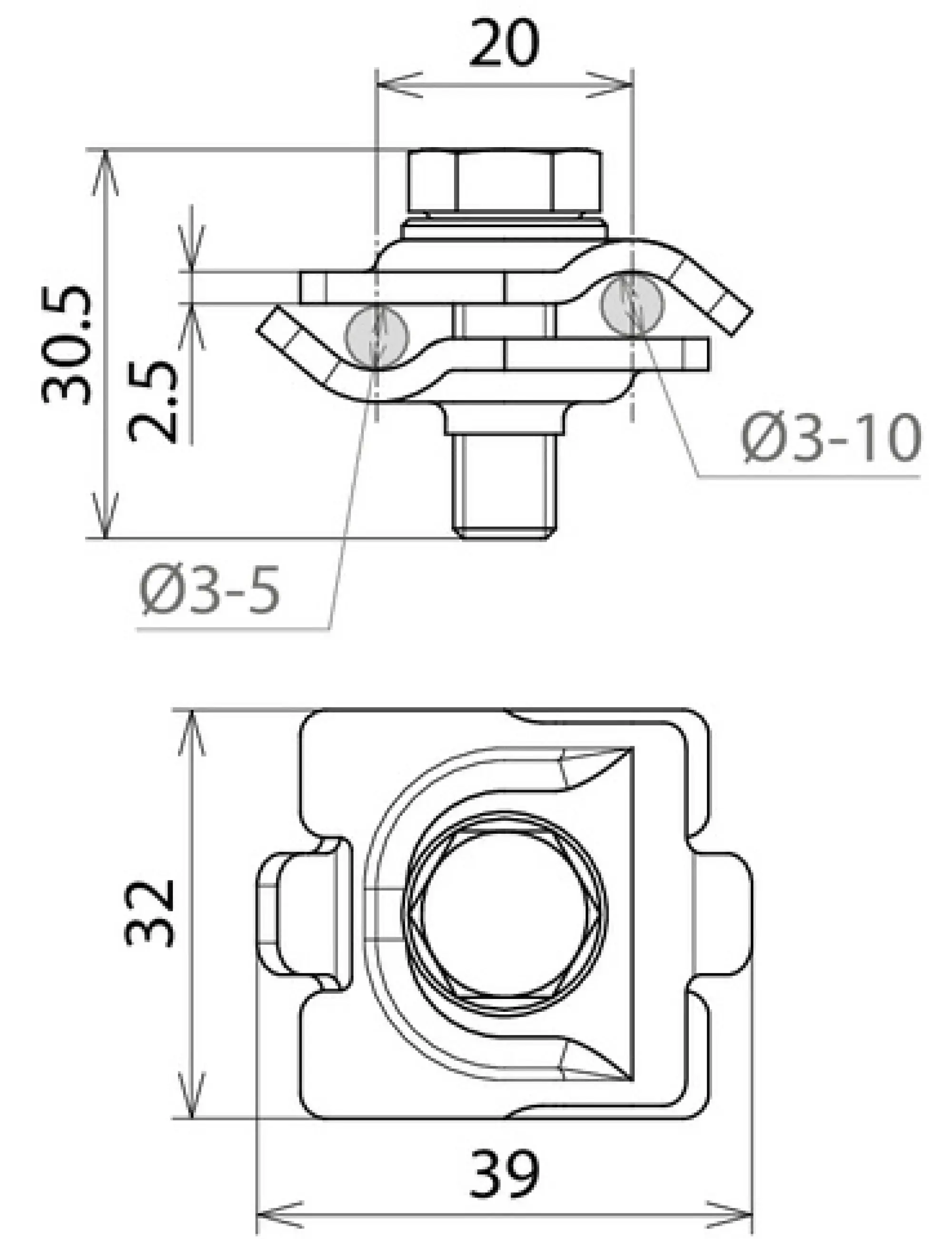 Dehn 390565 MMV clamp St bare f. Rd 3-10mm with hexagon screw M8x30 mm St (img_002)