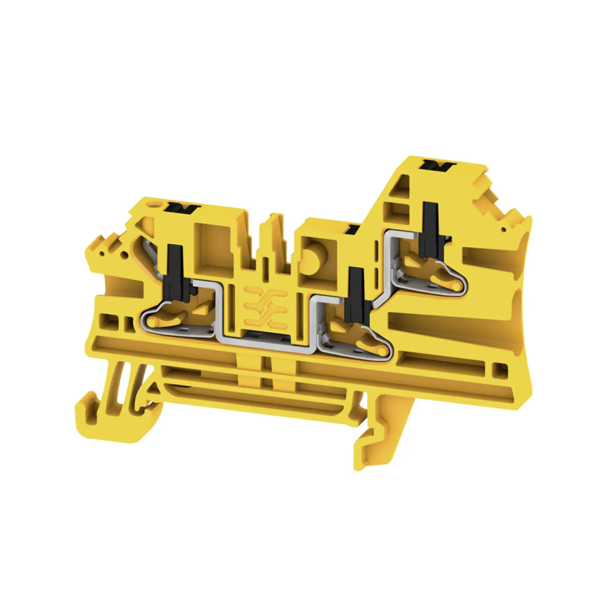 Weidmüller 2847450000 Feed-through terminal block, PUSH IN, black/yellow, 2.5 mm², 24 A, 800 V, Number of connections: 3 (img_001)