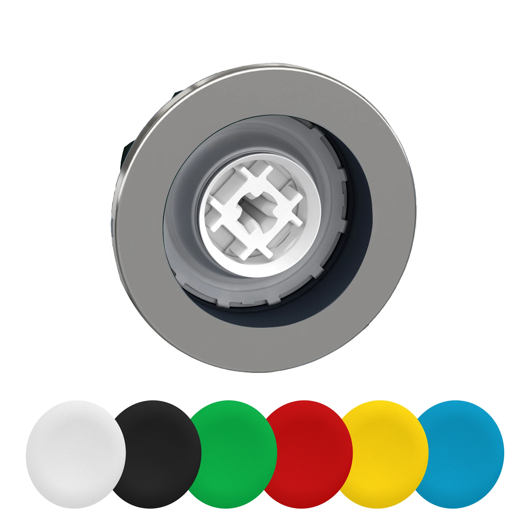 Schneider Electric ZB4FA9 Pushbutton, front element, Harmony XB4F, metal, 30mm, 6 colored button labels, unlabeled, momentary (img_001) Schneider Electric ZB4FA9 Pushbutton, front element, Harmony XB4F, metal, 30mm, 6 colored button labels, unlabeled, momentary (img_001)