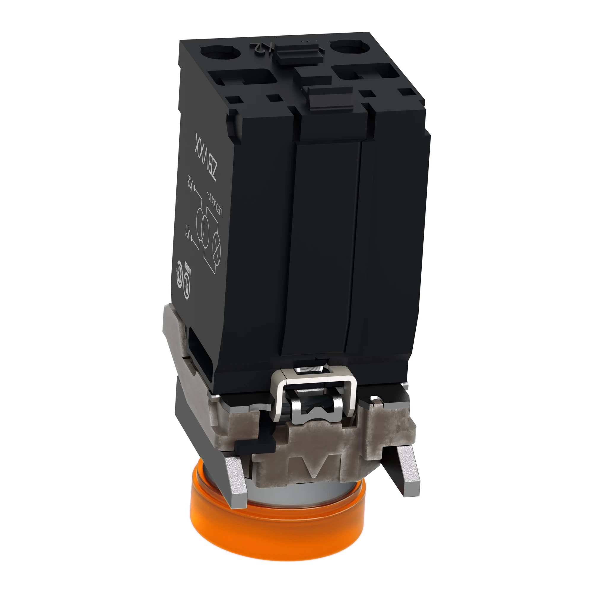 Schneider Electric XB4BV5B5 Indicator light, Harmony XB4, metal, 22mm, orange, with transformer, incandescent bulb BA9s, smooth calotte, screw terminal, 400V (img_006)
