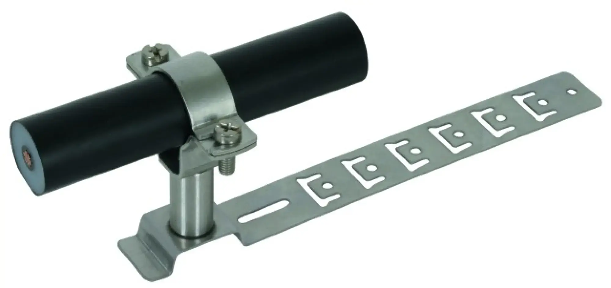 Dehn 202857 Roof conductor holder f. HVI power Cond. D 27/30mm w. brace L 205mm StSt (img_001) Dehn 202857 Roof conductor holder f. HVI power Cond. D 27/30mm w. brace L 205mm StSt (img_001)