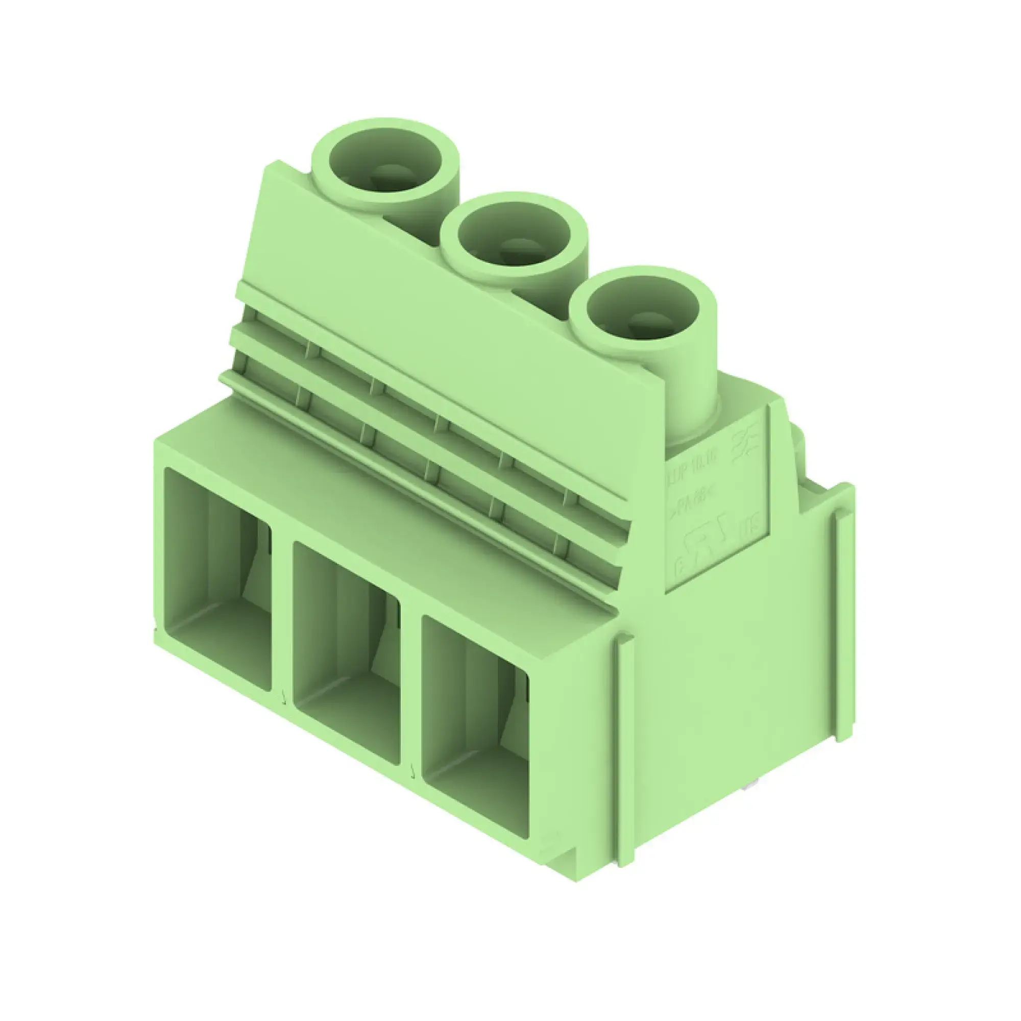 Weidmüller 2014240000 PCB terminal, 1000 V, 76 A, Pitch in mm: 10.16, 16 mm², Number of poles: 3, Clamping yoke connection, THT solder connection, 90°, Box (img_001)