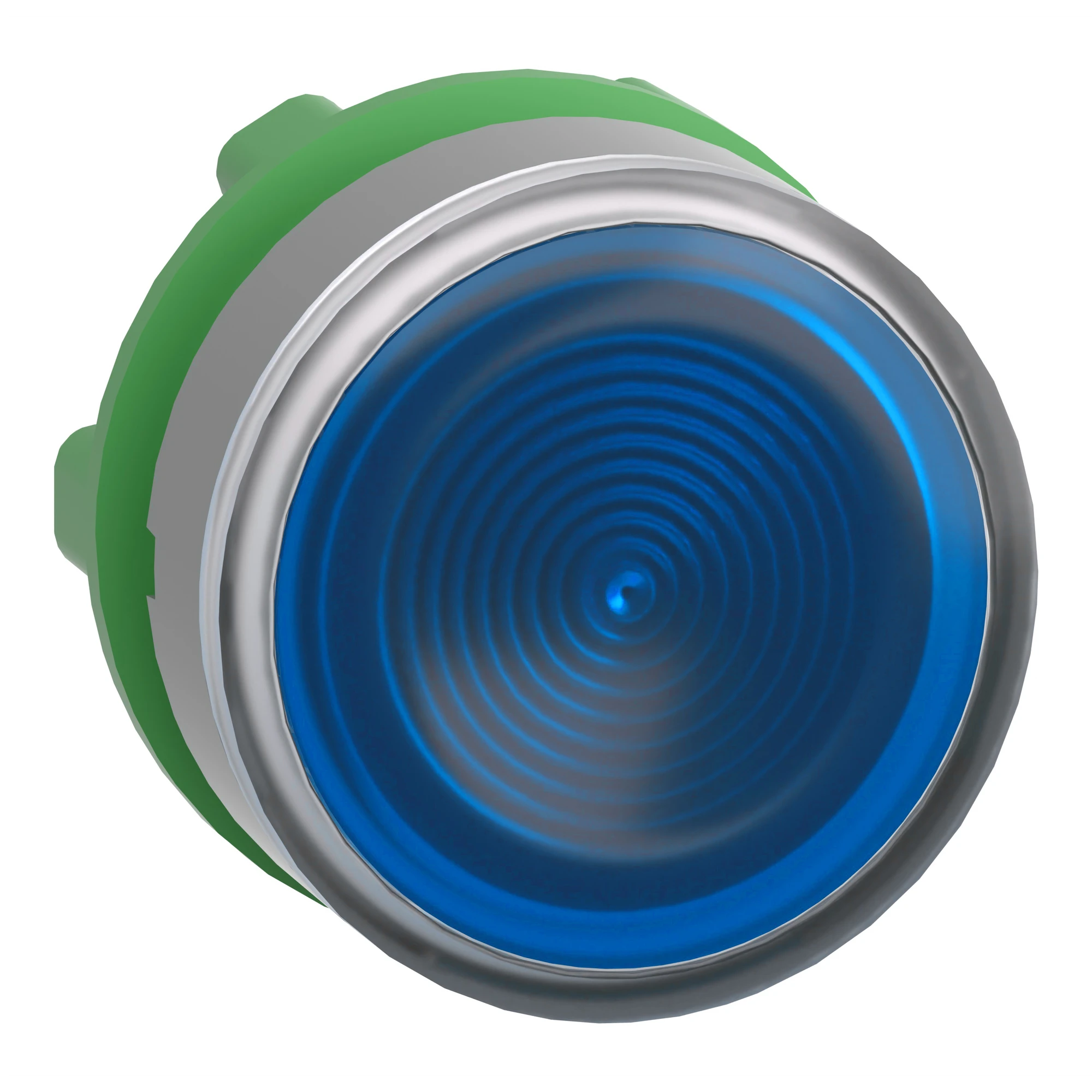 Schneider Electric ZB5AW363SC0 Illuminated pushbutton, front element, Harmony XB5, plastic, 22mm, light gray, blue, for universal LED, ridged dome (img_001)