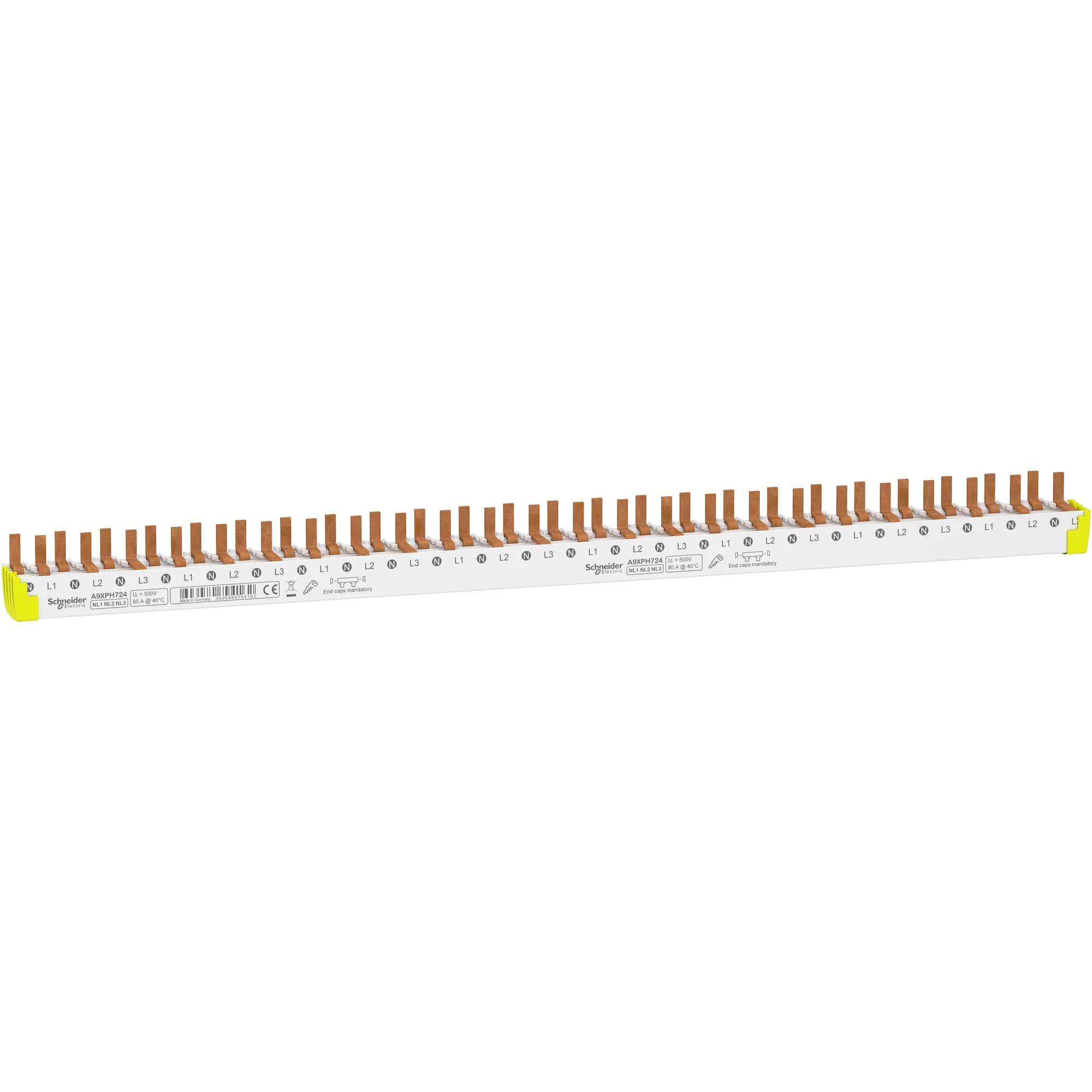 Schneider Electric A9XPH724 Busbar for RCCB/MCB, cuttable, 3P+N, 24 modules for 12 RCCB/MCB, 80A (img_001) Schneider Electric A9XPH724 Busbar for RCCB/MCB, cuttable, 3P+N, 24 modules for 12 RCCB/MCB, 80A (img_001)