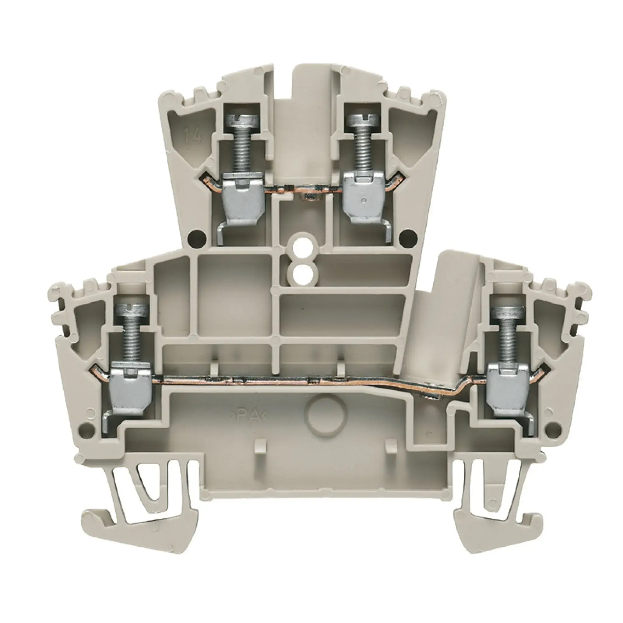 Weidmüller 1021500000 Multi-tier modular terminal, Screw connection, dark beige, 2.5 mm², 400 V, 400 V, Number of connections: 4, Number of levels: 2, TS 35, V-0, Wemid (img_001)