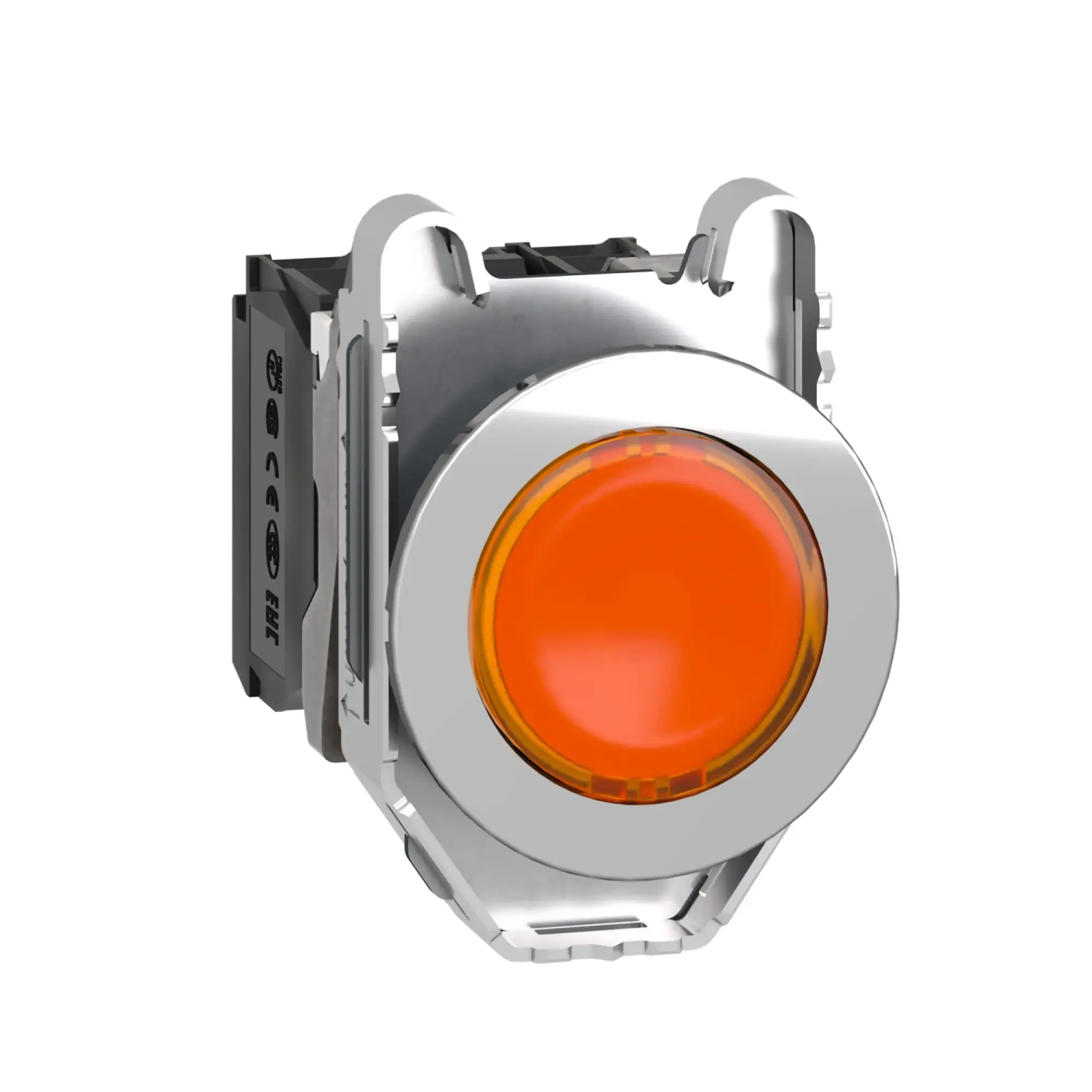 Schneider Electric XB4FW35G5 Illuminated push-button, Harmony XB4F, Metal, 30mm, orange, universal LED, smooth dome, 1NO+1NC, 110-120V AC (img_001)