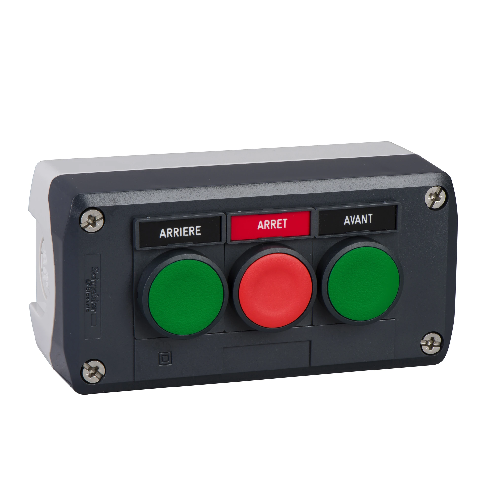 Schneider Electric XALD311 Surface mounting enclosure, Harmony XALD, plastic, dark gray, 3 push-buttons, green, red, STOP, DOWN, UP, 22mm, 2NC+1NO (img_001) Schneider Electric XALD311 Surface mounting enclosure, Harmony XALD, plastic, dark gray, 3 push-buttons, green, red, STOP, DOWN, UP, 22mm, 2NC+1NO (img_001)