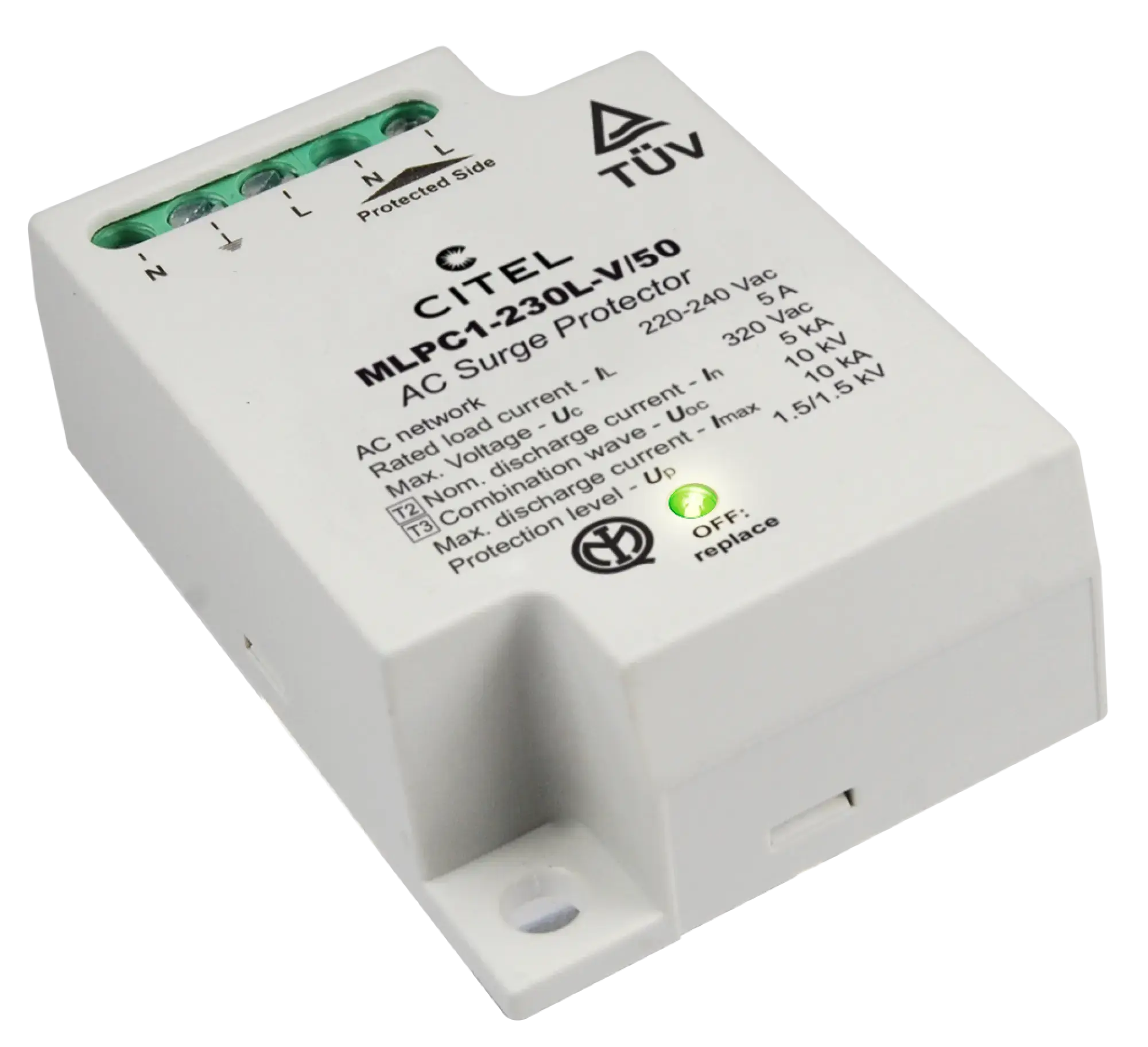 Citel 831222 Überspannungsschutz für einphasige 230 V LED-Systeme, Durchgangsverdrahtung (img_001)