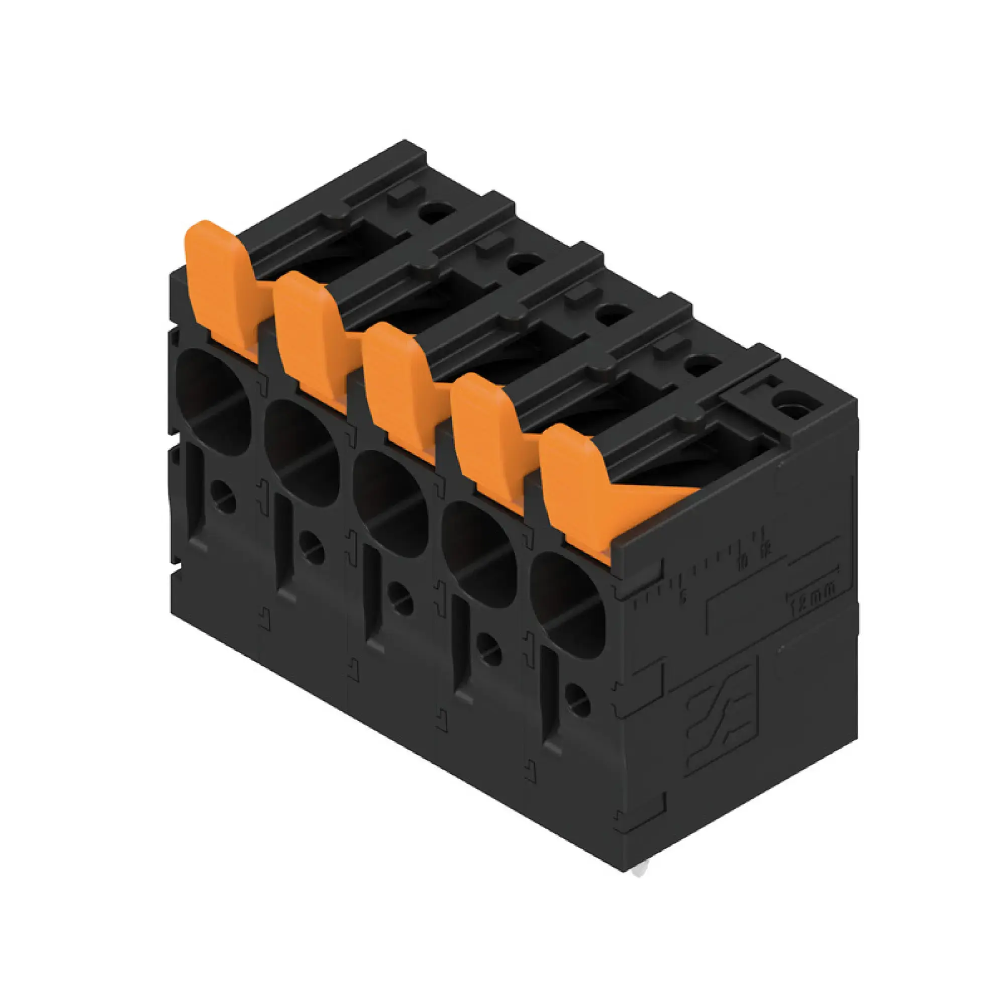Weidmüller 2472110000 PCB terminal, 1000 V, 41 A, Pitch in mm: 7.50, 6 mm², Number of poles: 5, PUSH IN with actuator, THT solder connection, 90°, Box (img_001) Weidmüller 2472110000 PCB terminal, 1000 V, 41 A, Pitch in mm: 7.50, 6 mm², Number of poles: 5, PUSH IN with actuator, THT solder connection, 90°, Box (img_001)