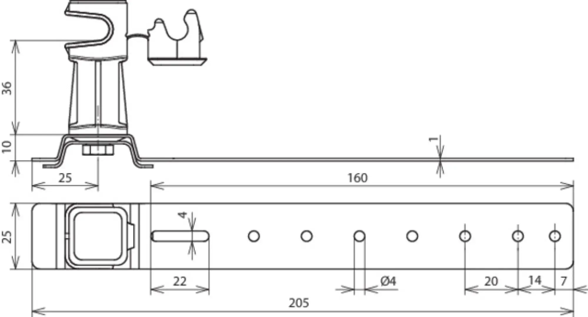 Dehn 204170 Roof cond. holder DEHNsnap Al/plastic grey H 36mm Rd 8mm, brace L 205mm (img_002) Dehn 204170 Roof cond. holder DEHNsnap Al/plastic grey H 36mm Rd 8mm, brace L 205mm (img_002)