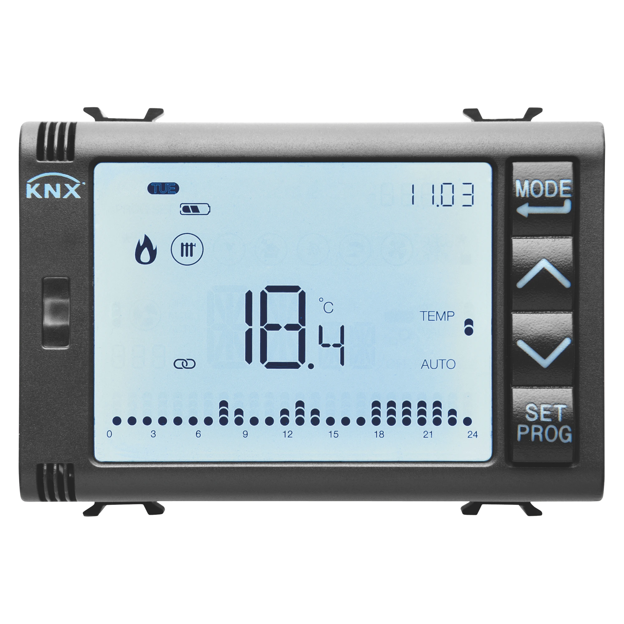 GEWISS GW12794H KNX Chronothermostat mit Wochenprogramm und Feuchtemanagement 3M Schwarz (img_001) GEWISS GW12794H KNX Chronothermostat mit Wochenprogramm und Feuchtemanagement 3M Schwarz (img_001)