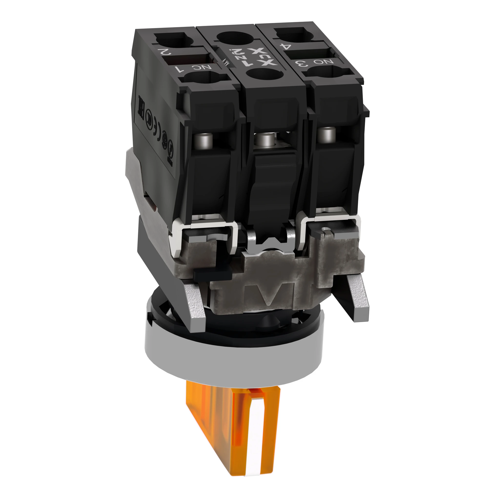 Schneider Electric XB4BK135B5 Illuminated selector switch, Harmony XB4, metal, 22mm, orange, universal LED, 3 positions, 1NO+1NC, 24V ACDC (img_007) Schneider Electric XB4BK135B5 Illuminated selector switch, Harmony XB4, metal, 22mm, orange, universal LED, 3 positions, 1NO+1NC, 24V ACDC (img_007)