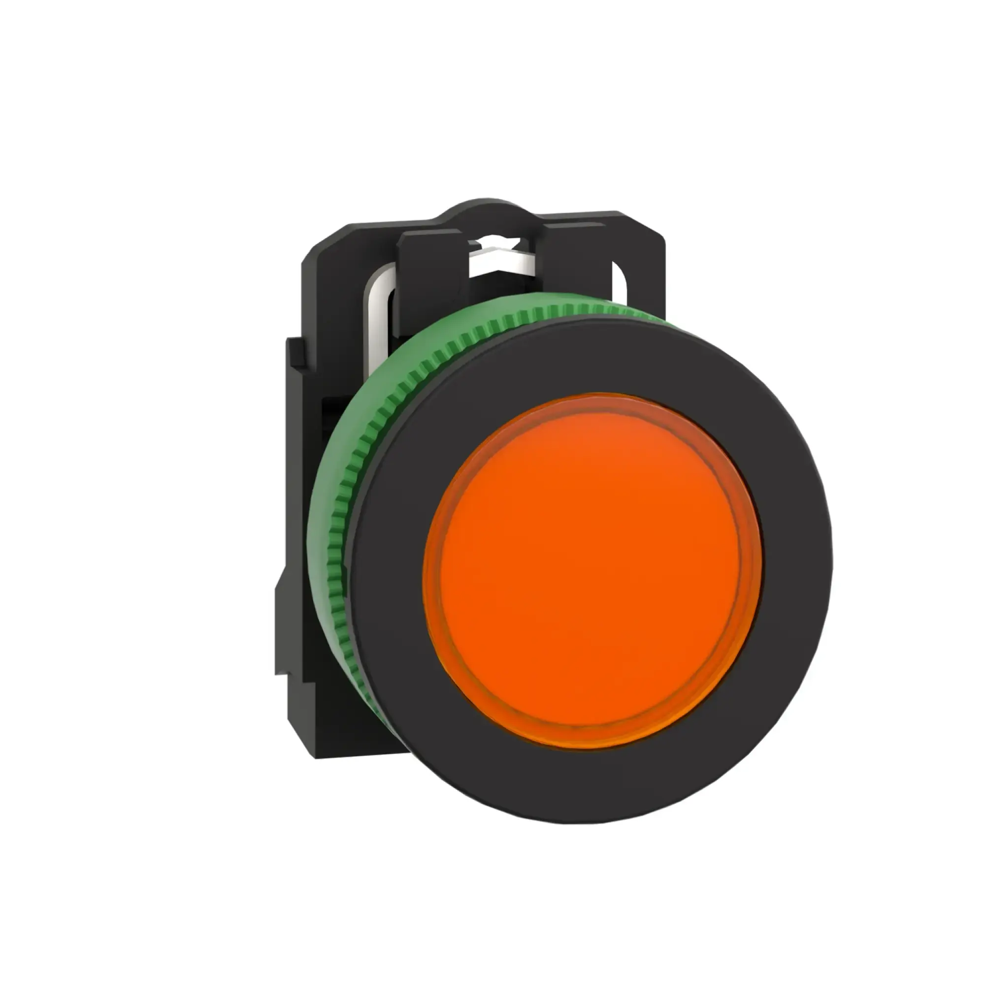 Schneider Electric XB5FVG5 Indicator light, Harmony XB5F, plastic, antimicrobial, orange, 30mm, universal LED, smooth dome, 110-120V AC (img_001)