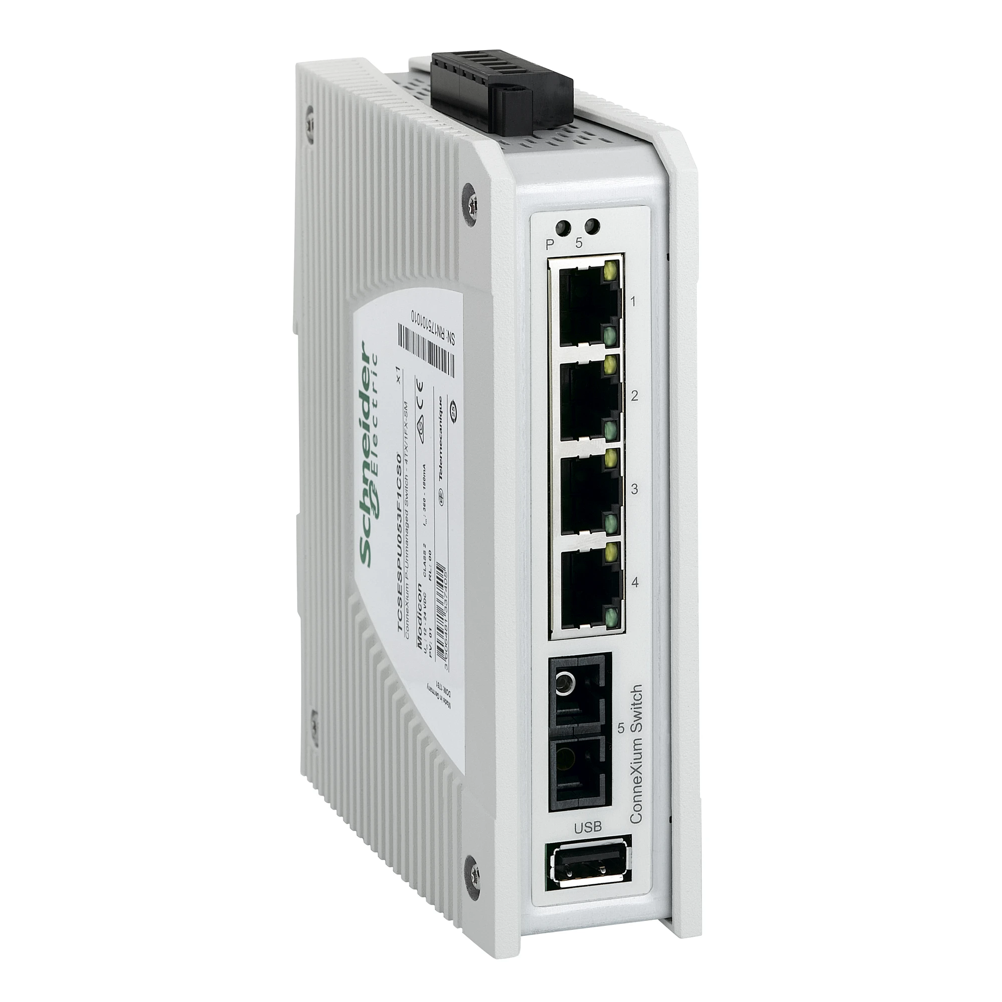 Schneider Electric TCSESPU053F1CS0 ConneXium Premium Unmanaged - 4 Copper Ports (4TX 10/100 Mbps) + 1 Single Mode Fiber Port (1FX-SM 100 Mbps) (img_001) Schneider Electric TCSESPU053F1CS0 ConneXium Premium Unmanaged - 4 Copper Ports (4TX 10/100 Mbps) + 1 Single Mode Fiber Port (1FX-SM 100 Mbps) (img_001)