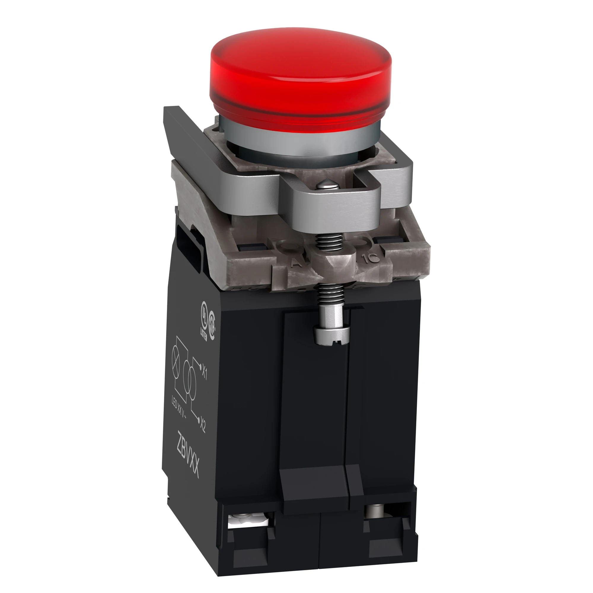 Schneider Electric XB4BV44 Pilot light, Harmony XB4, Metal, 22mm, red, with transformer, BA9s bulb, smooth calotte, screw terminal, 230V AC (img_003)