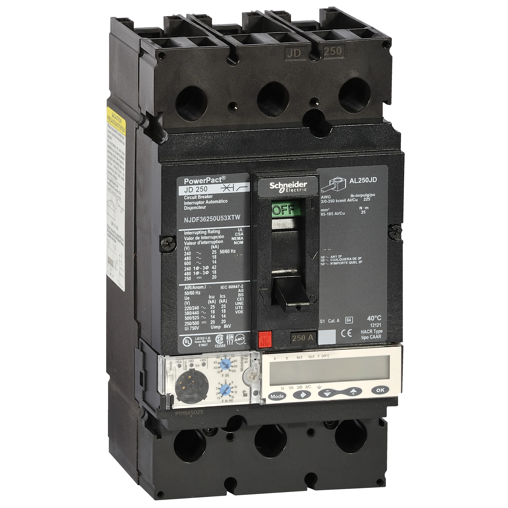 Schneider Electric NJJF36250U53XTW PowerPact Multistandard, J frame, 250 A, 100 kA, Trip Unit Micrologic 5.2 E (img_001) Schneider Electric NJJF36250U53XTW PowerPact Multistandard, J frame, 250 A, 100 kA, Trip Unit Micrologic 5.2 E (img_001)