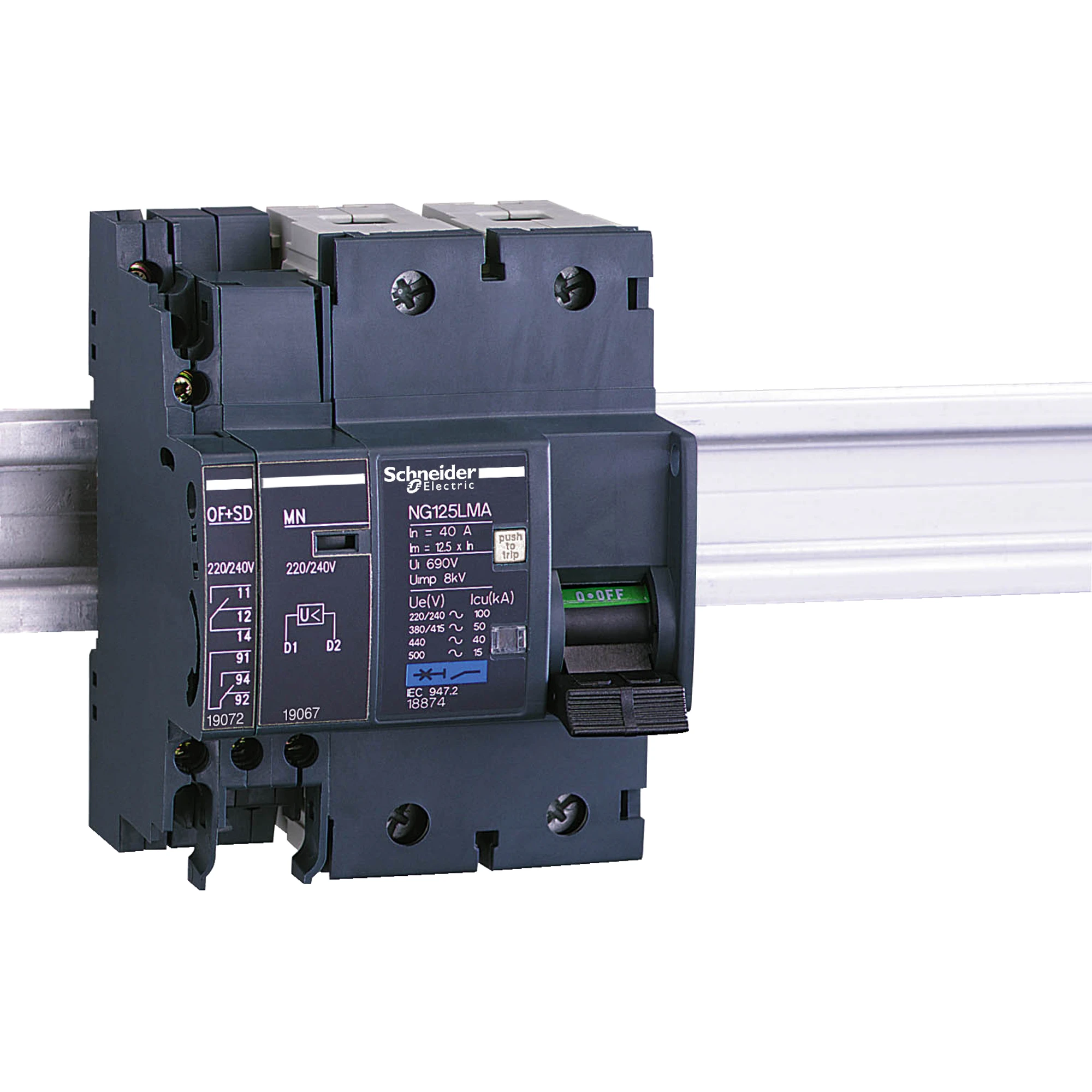 Schneider Electric 19072 Auxiliary switch + Fault indicator OF + SD for NG125 and RCD block Vigi NG125, 1NC (img_001)