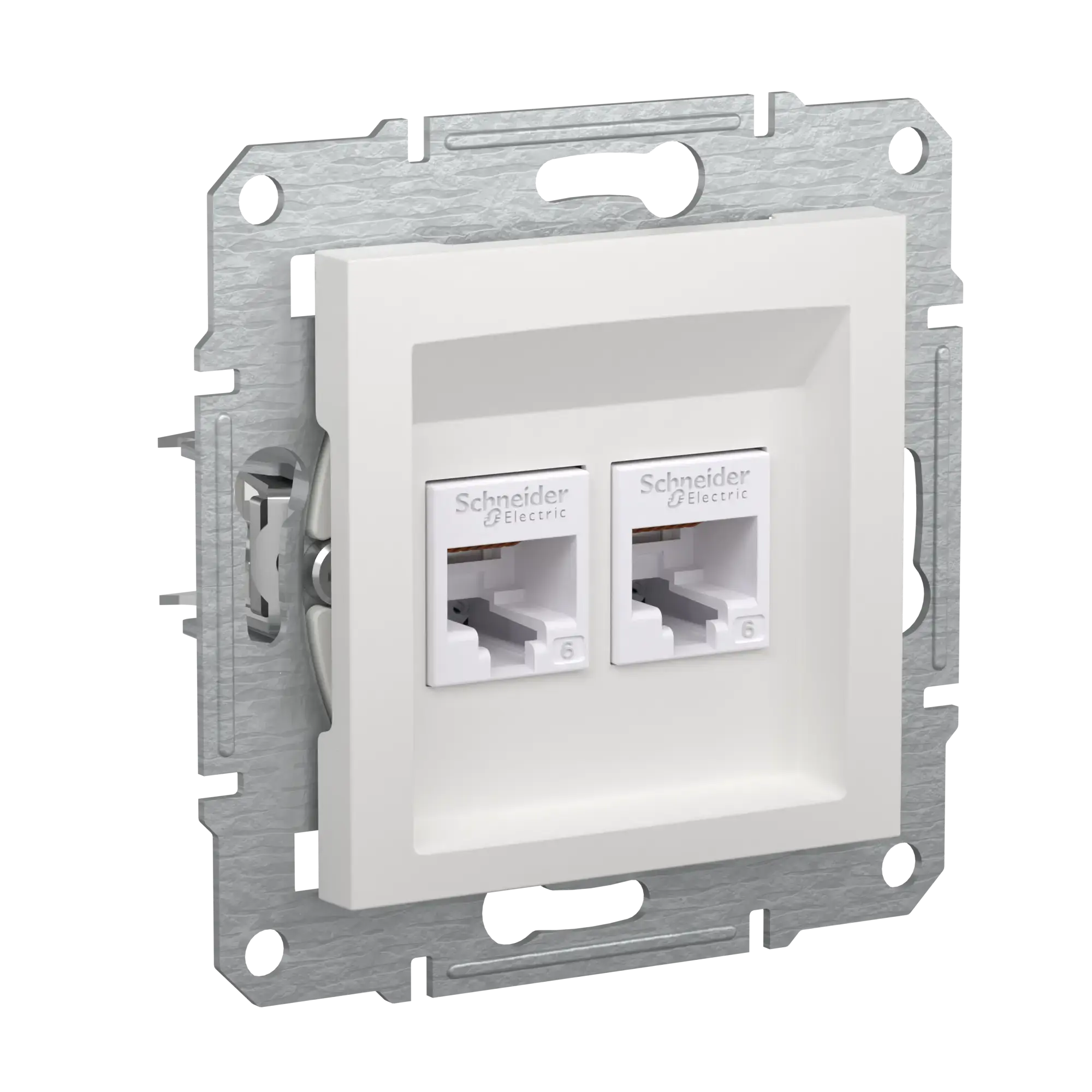 Schneider Electric EPH4870121D RJ45 Cat. 6e UTP 2-Port ICD flush-mounted, white, Asfora (img_001) Schneider Electric EPH4870121D RJ45 Cat. 6e UTP 2-Port ICD flush-mounted, white, Asfora (img_001)