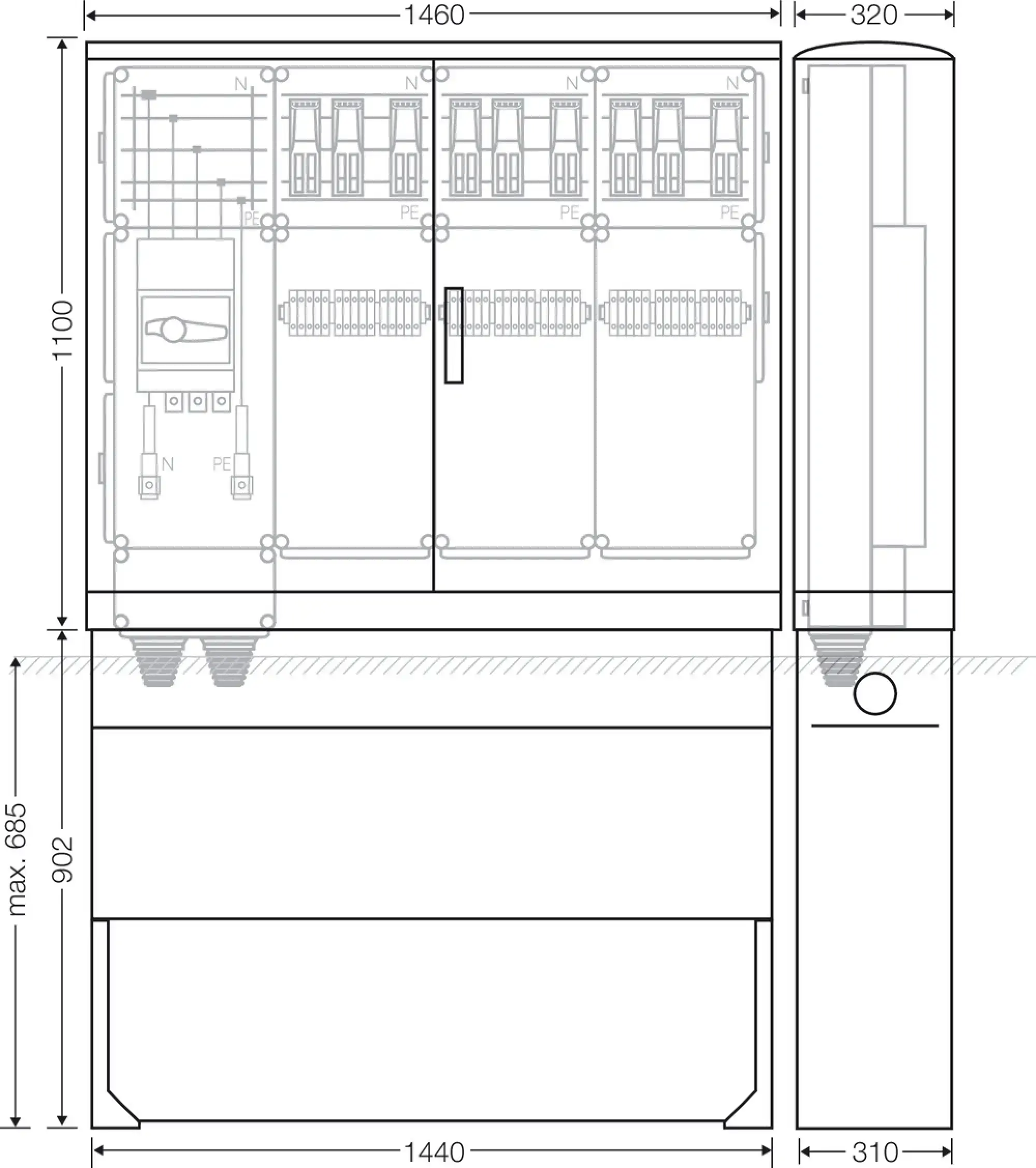 Hensel 65000227 Ladeverteiler für bis zu 9 Doppelladepunkte à 22kW Mi EV 44kW 9010 (img_003)