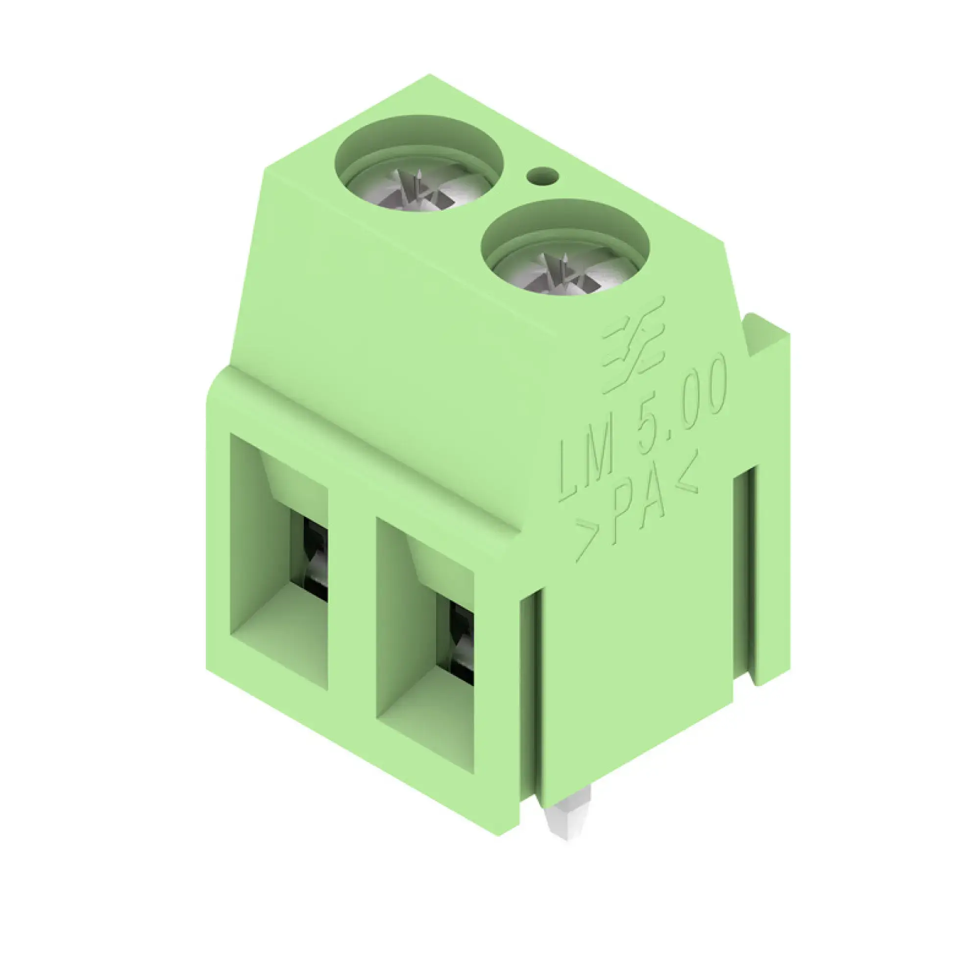 Weidmüller 1715370000 PCB terminal, 320 V, 17.5 A, Pitch in mm: 5.00, 2.5 mm², Number of poles: 2, Clamping yoke connection, THT solder connection, 90°, Box (img_001)