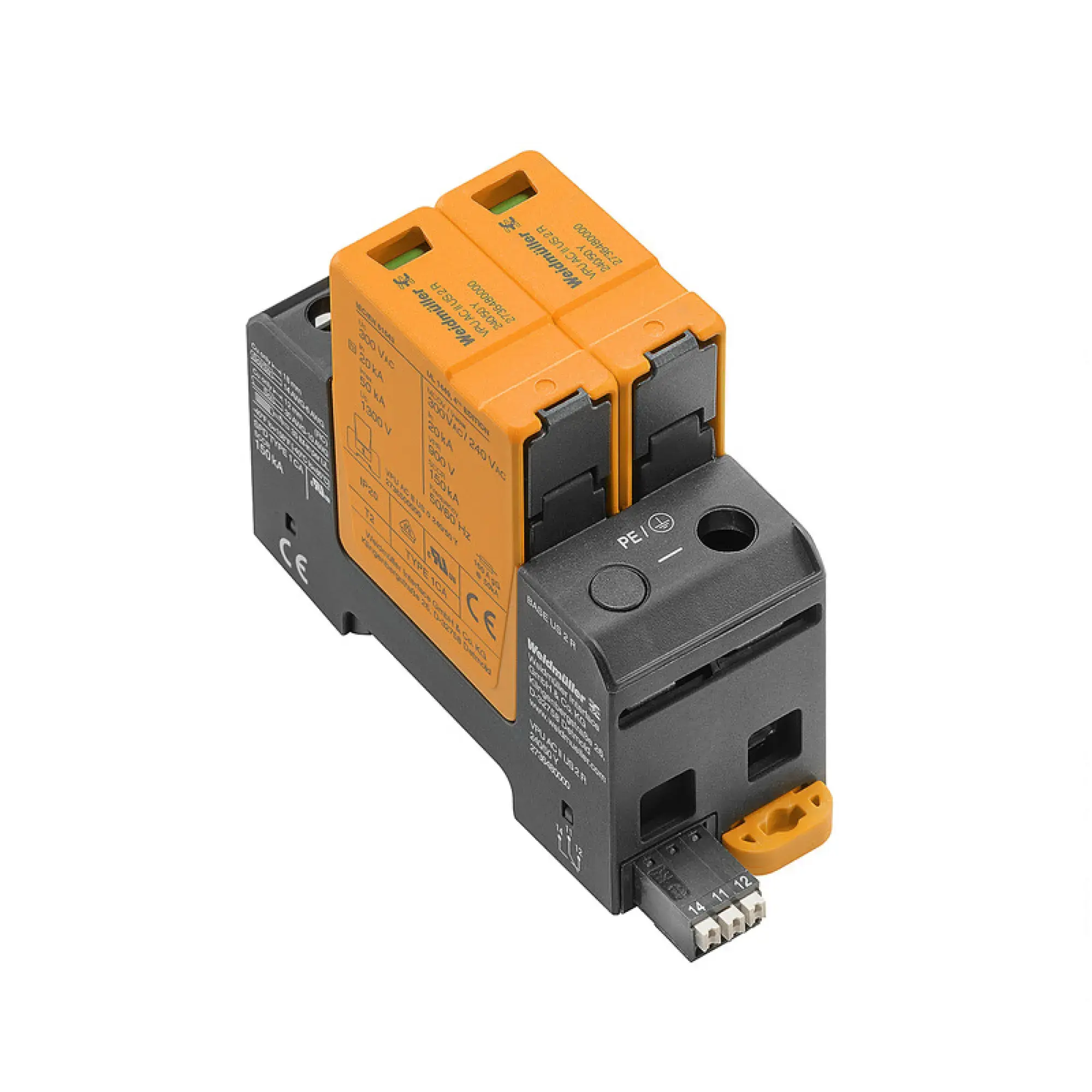 Weidmüller 2736480000 Surge voltage arrester (power supply systems), Surge protection, with remote contact, Type II, Low voltage network: Single-phase, TN-S, II, AC, 240 V (img_001)