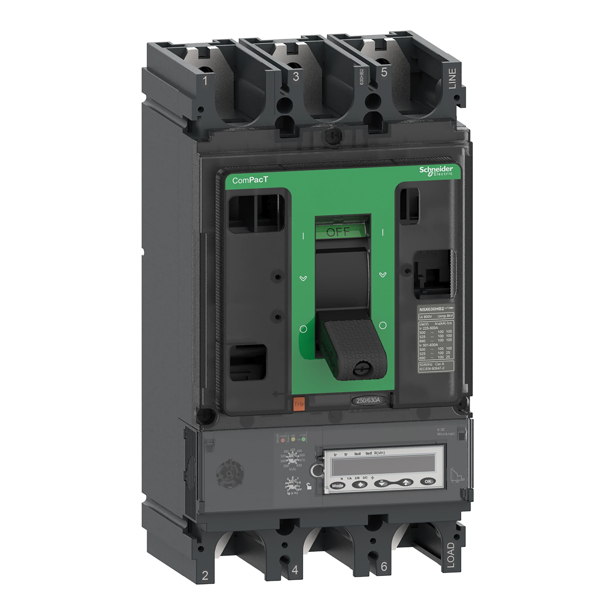 Schneider Electric C63R36M500 Compact Circuit Breaker ComPacT NSX630R with Micrologic 6.3 E-M 3P3D 500 A, 200kA/415V AC (img_001)