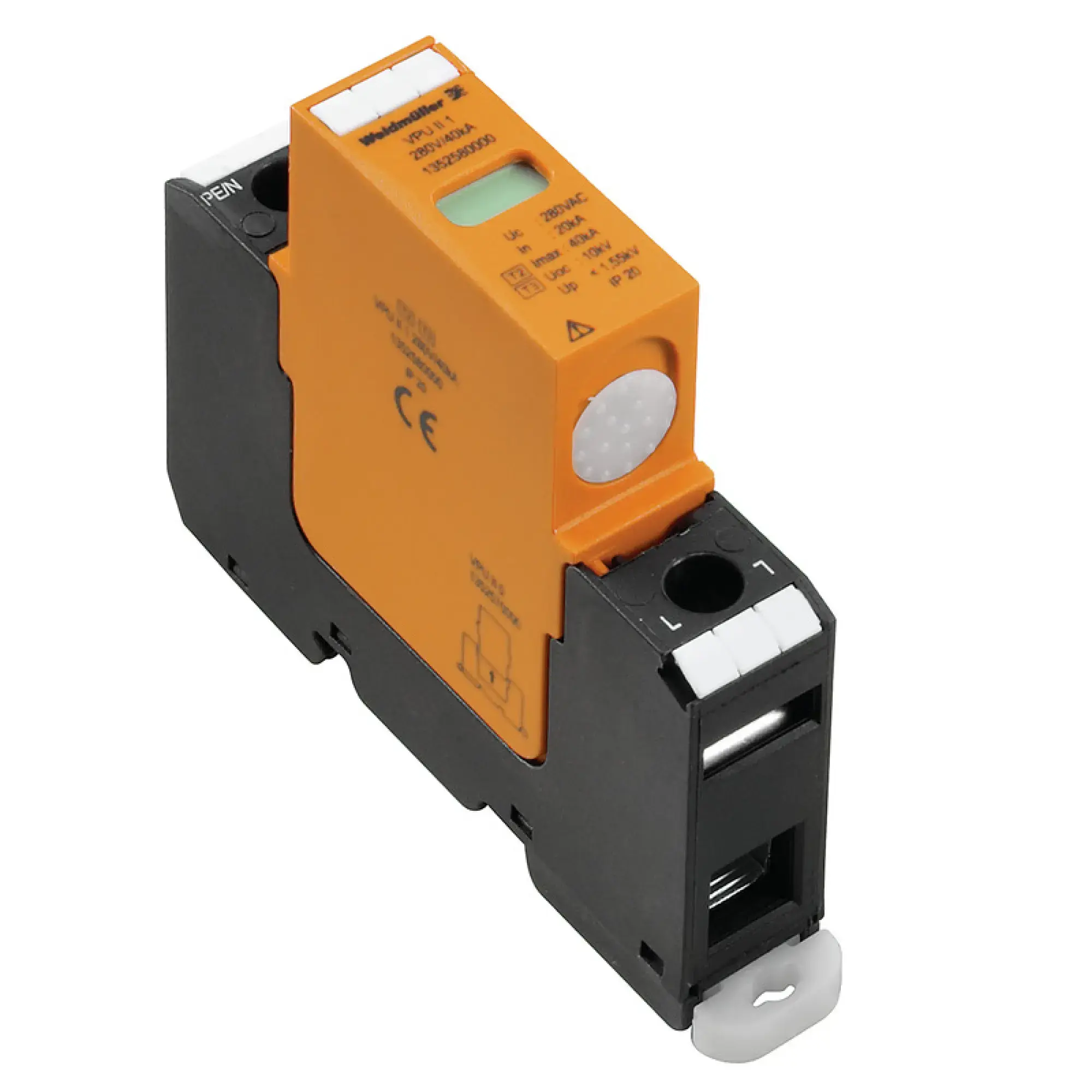 Weidmüller 1473440000 Surge voltage arrester (power supply systems), without telecomm. contact, Type II, Low voltage network: Single-phase, TN, AC, 830 V (img_001)