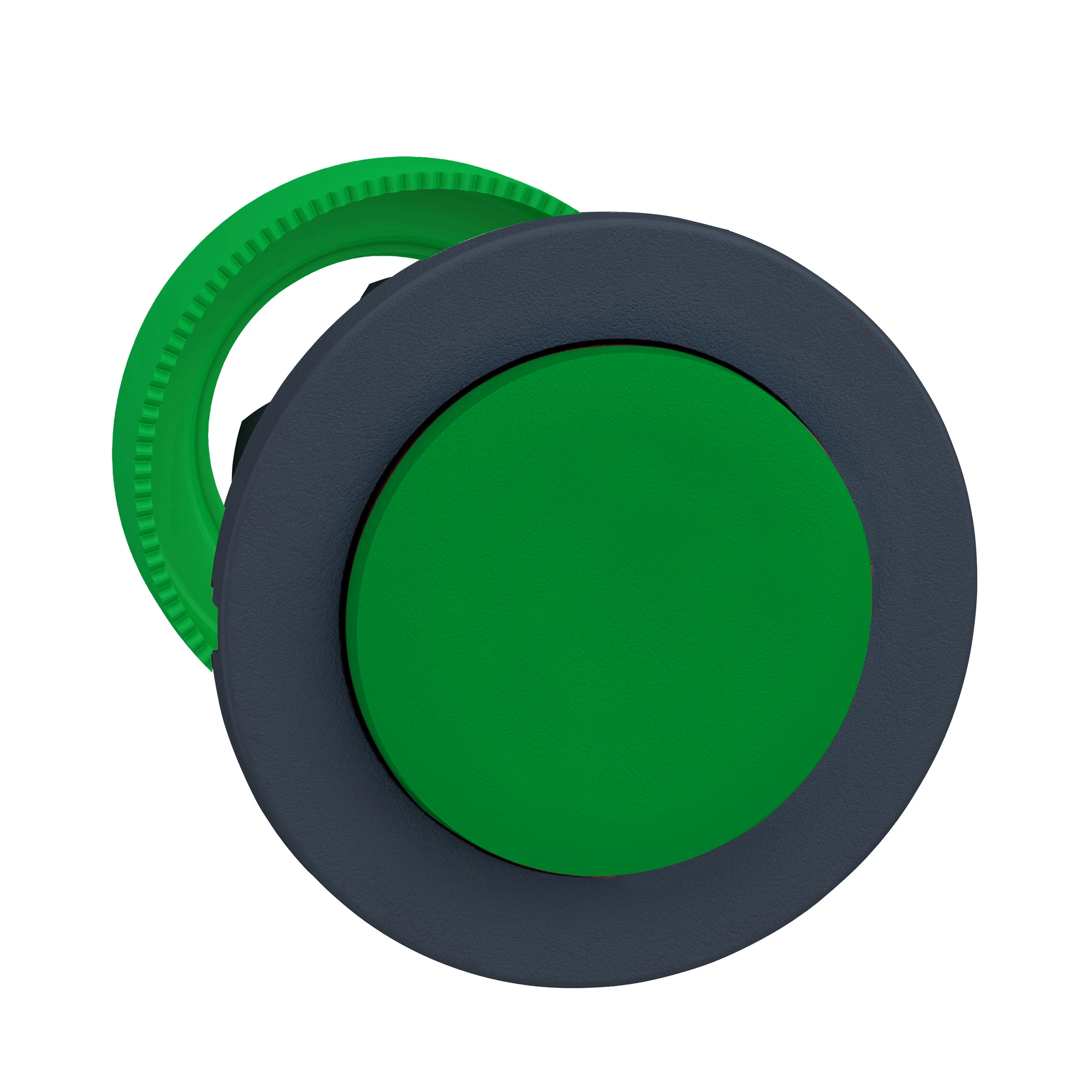 Schneider Electric ZB5FH3 Pushbutton, front element, Harmony XB5F, plastic, 30mm, green, protruding, unmarked (img_001) Schneider Electric ZB5FH3 Pushbutton, front element, Harmony XB5F, plastic, 30mm, green, protruding, unmarked (img_001)