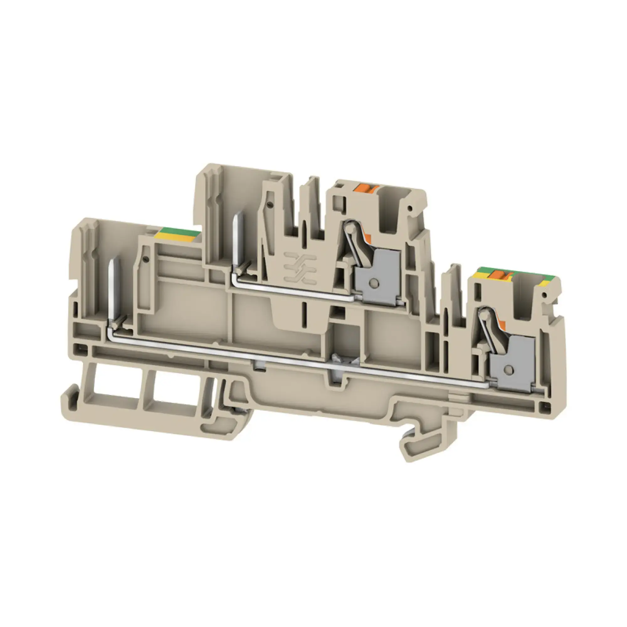 Weidmüller 2540290000 Pluggable terminal, PUSH IN, dark beige, 4, 4 mm², 32 A, Number of connections: 2, Number of levels: 2, TS 35, V-0, Wemid (img_001)