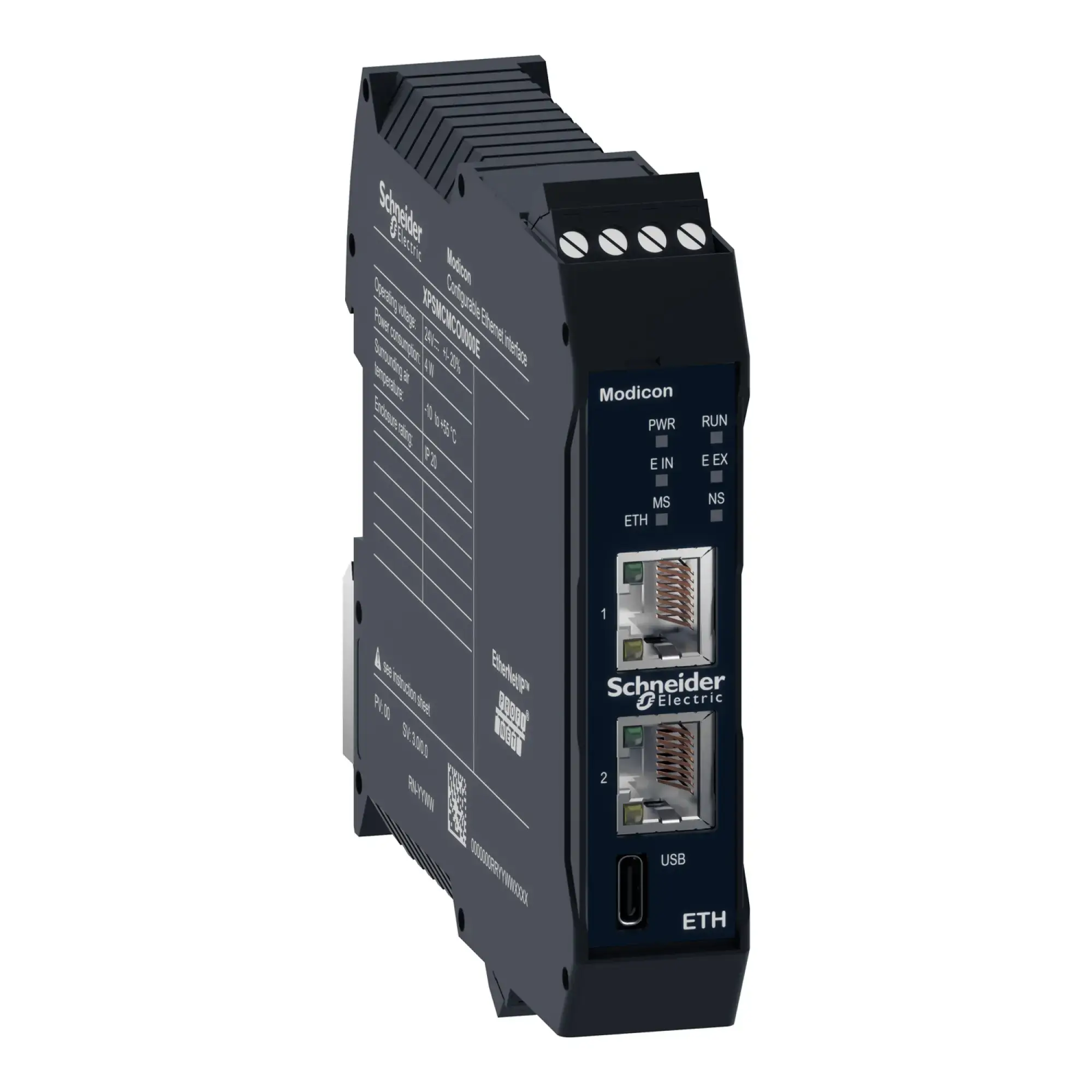 Schneider Electric XPSMCMCO0000E Feldbusmodul EtherCAT, Ethernet IP, Modbus TCP, Profinet, 2x RJ45, Modicon Sicherheitscontroller XPSMCM, Schraubklemmen XPSMCMCO0000E (img_001)