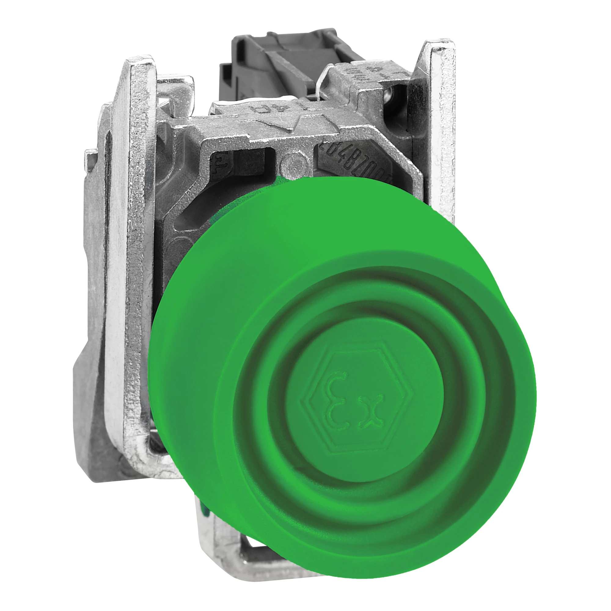 Schneider Electric XB4BPS31EX Pushbutton, Harmony XB4, metal, 22mm, green, momentary, with protective cover, 1S, ATEX (img_001)